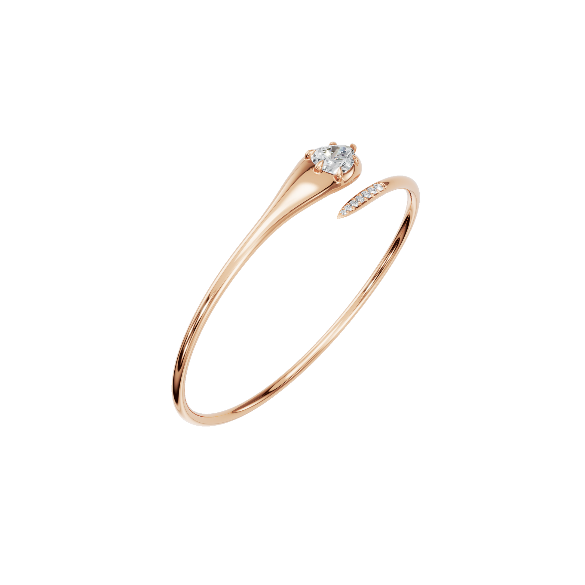 Soft Curve Pear Lab Grown Diamond Open Bangle
