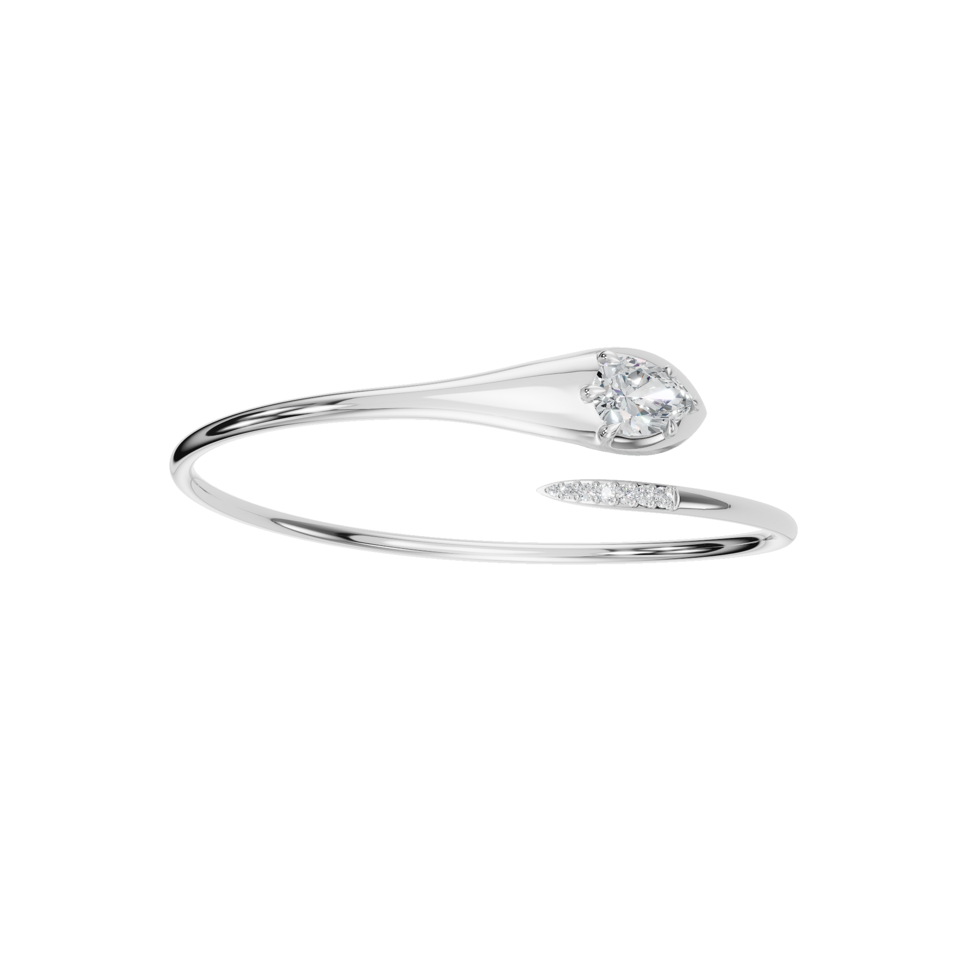 Soft Curve Pear Lab Grown Diamond Open Bangle