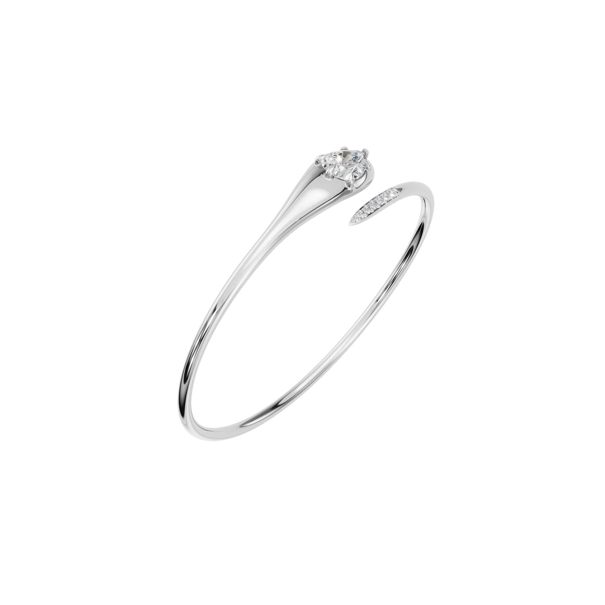 Soft Curve Pear Lab Grown Diamond Open Bangle