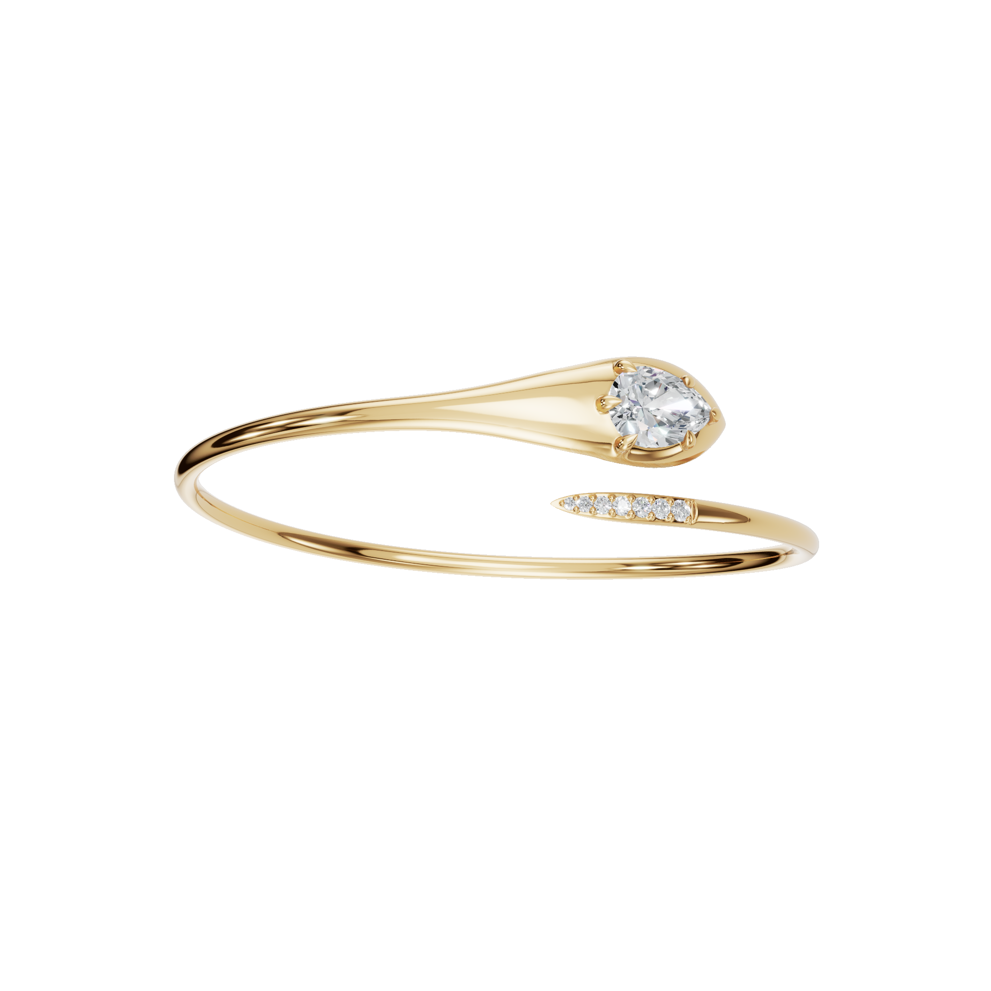Soft Curve Pear Lab Grown Diamond Open Bangle