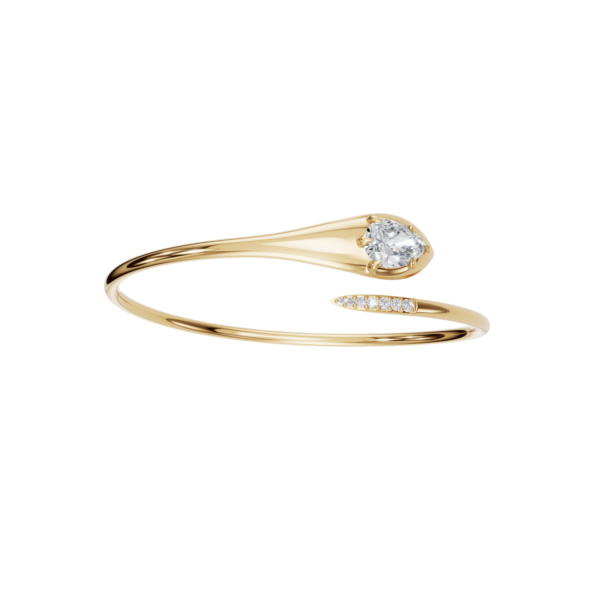 Soft Curve Pear Lab Grown Diamond Open Bangle