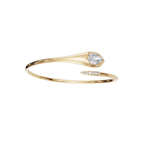 Soft Curve Pear Lab Grown Diamond Open Bangle