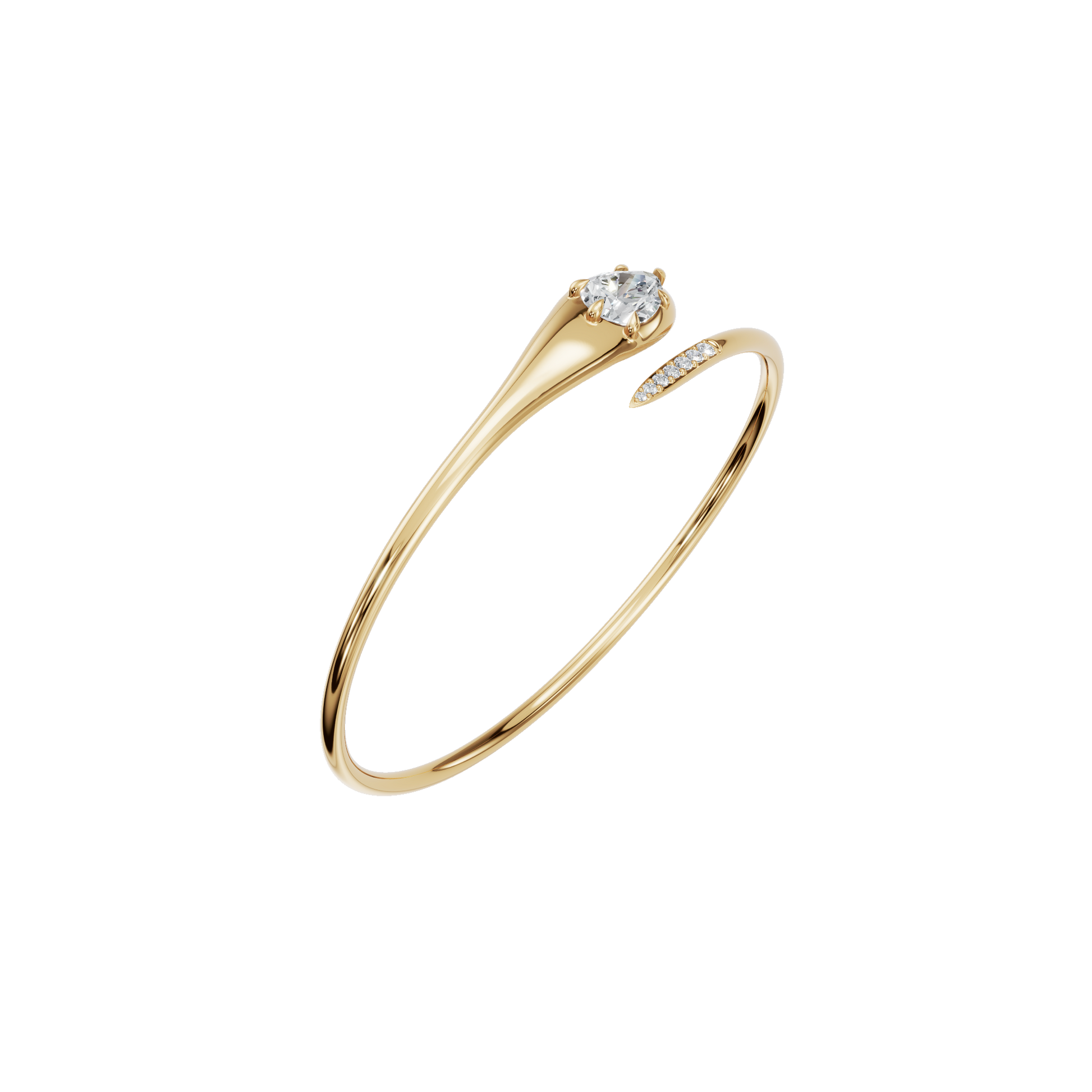 Soft Curve Pear Lab Grown Diamond Open Bangle