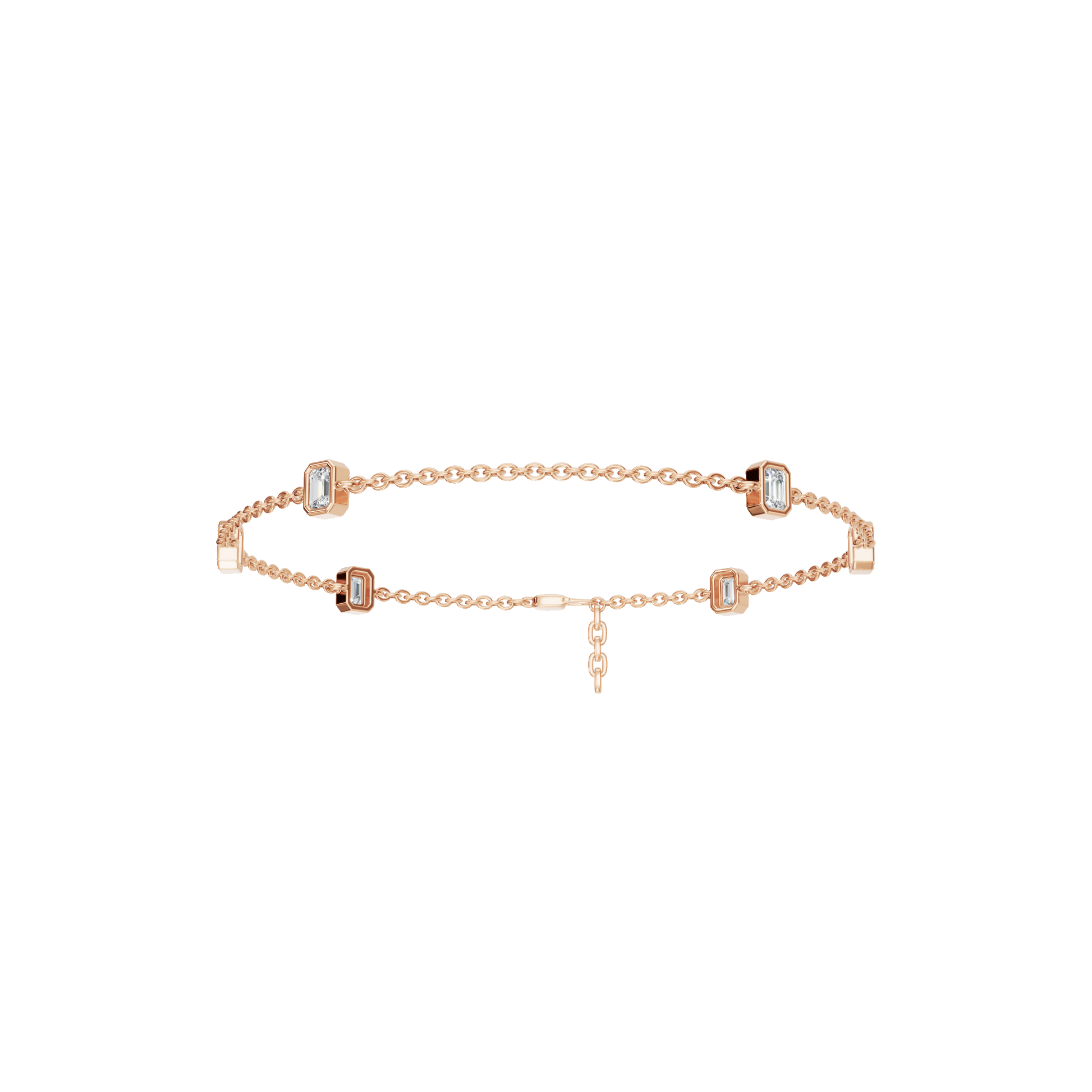 0.88 CT Emerald Cut Diamond Bracelet in Solid Gold for Women