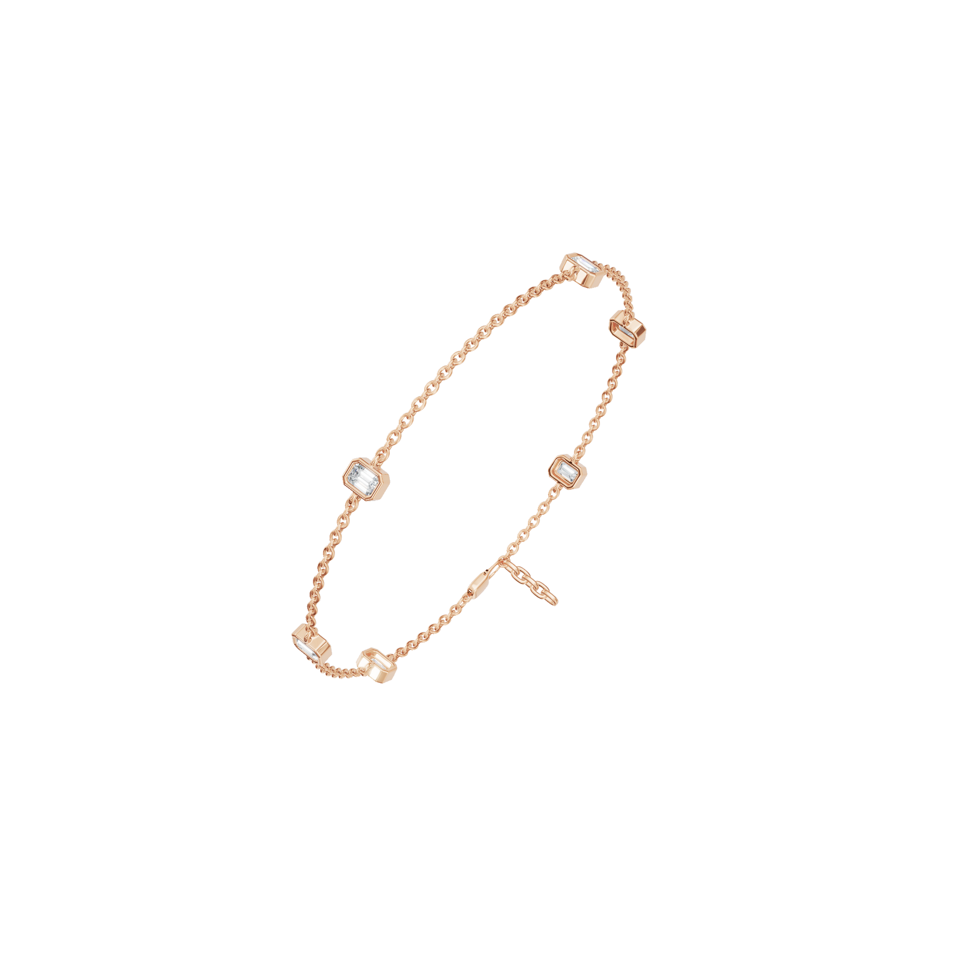 0.88 CT Emerald Cut Diamond Bracelet in Solid Gold for Women