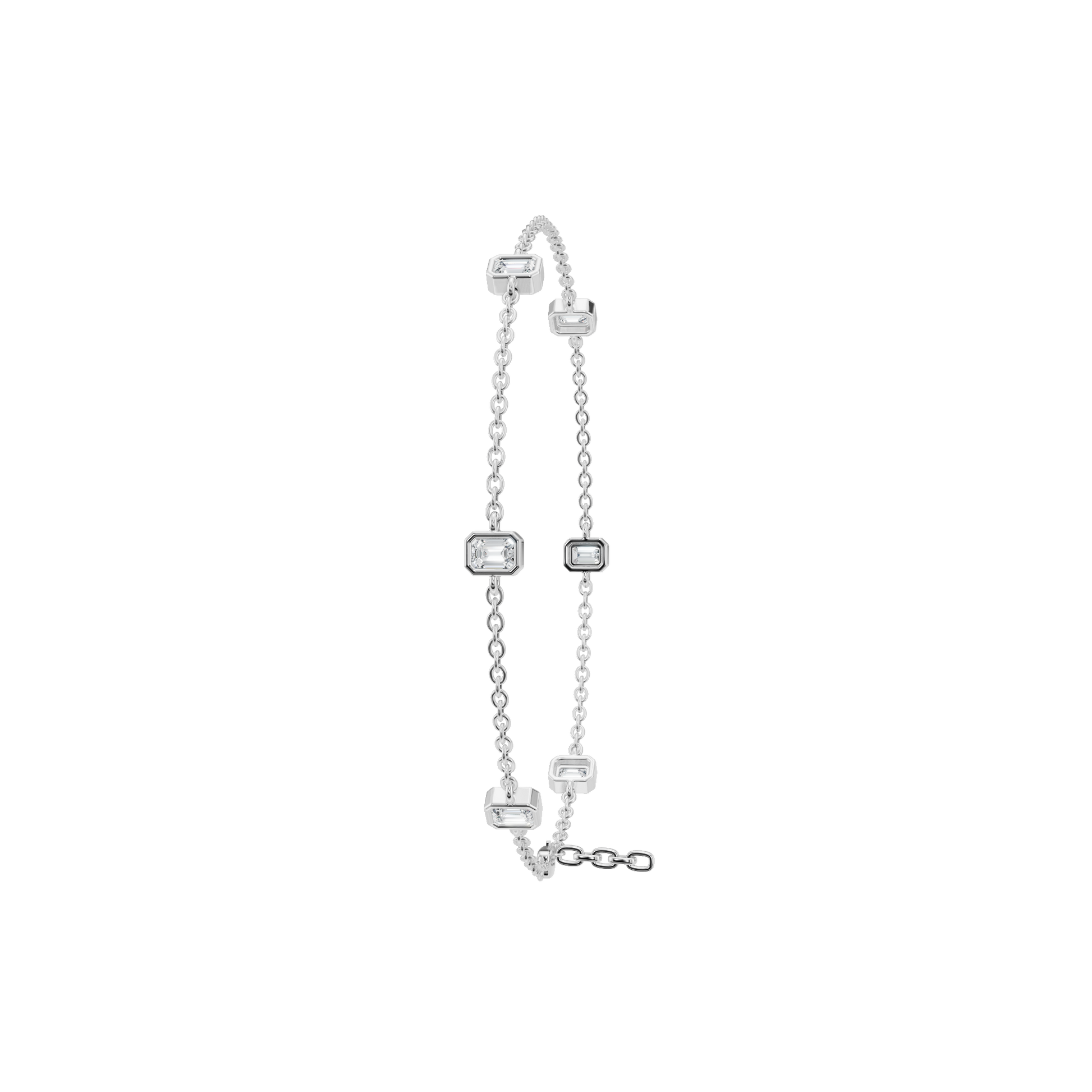 0.88 CT Emerald Cut Diamond Bracelet in Solid Gold for Women