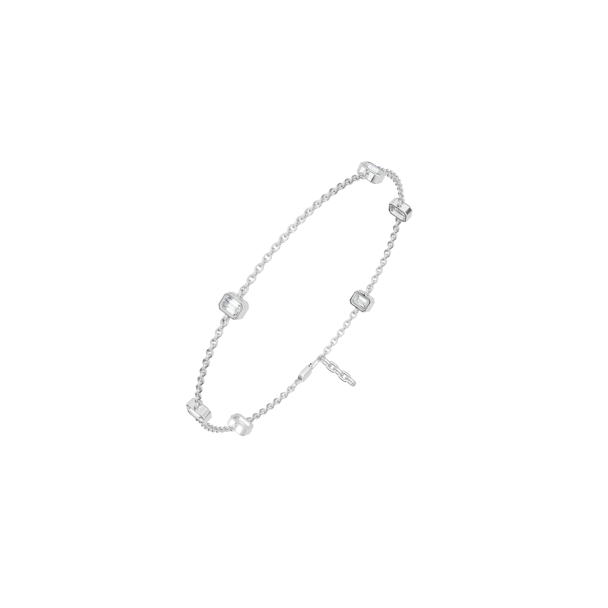 0.88 CT Emerald Cut Diamond Bracelet in Solid Gold for Women