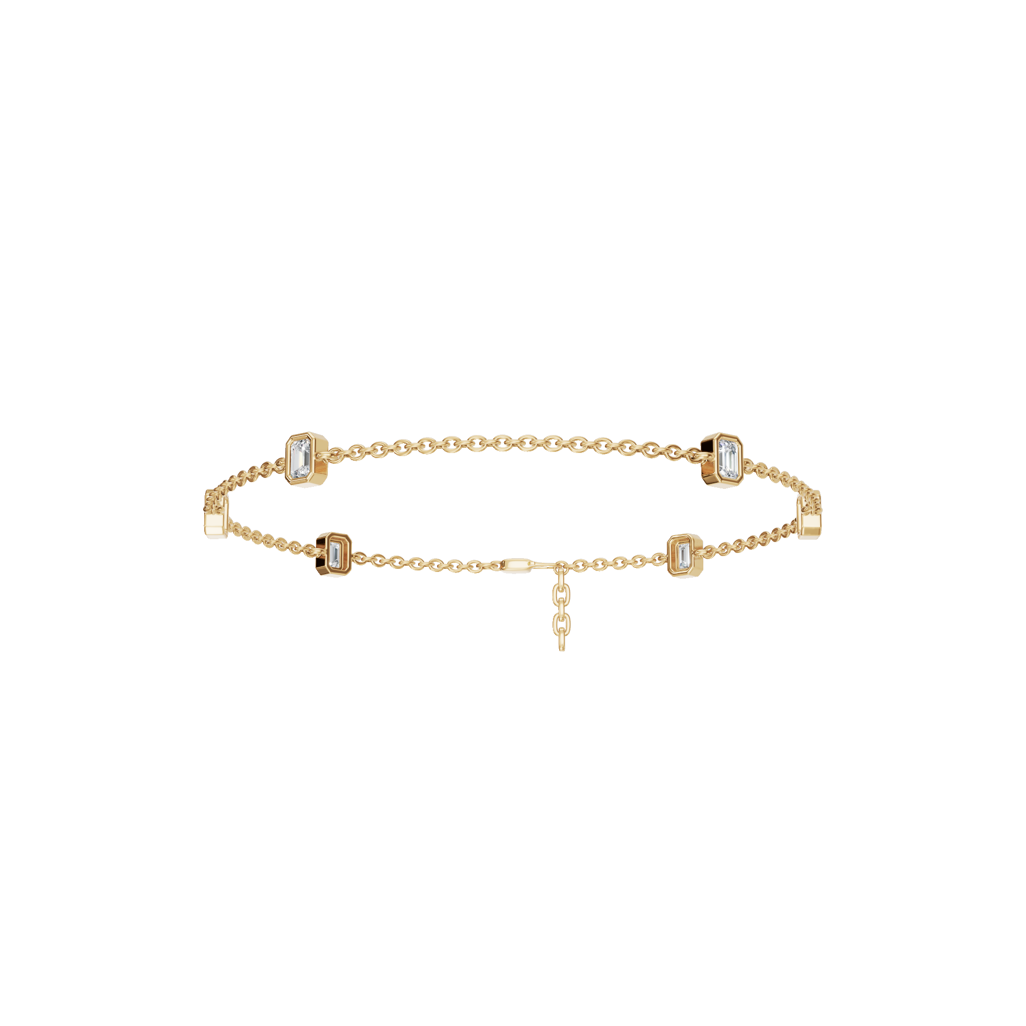 0.88 CT Emerald Cut Diamond Bracelet in Solid Gold for Women