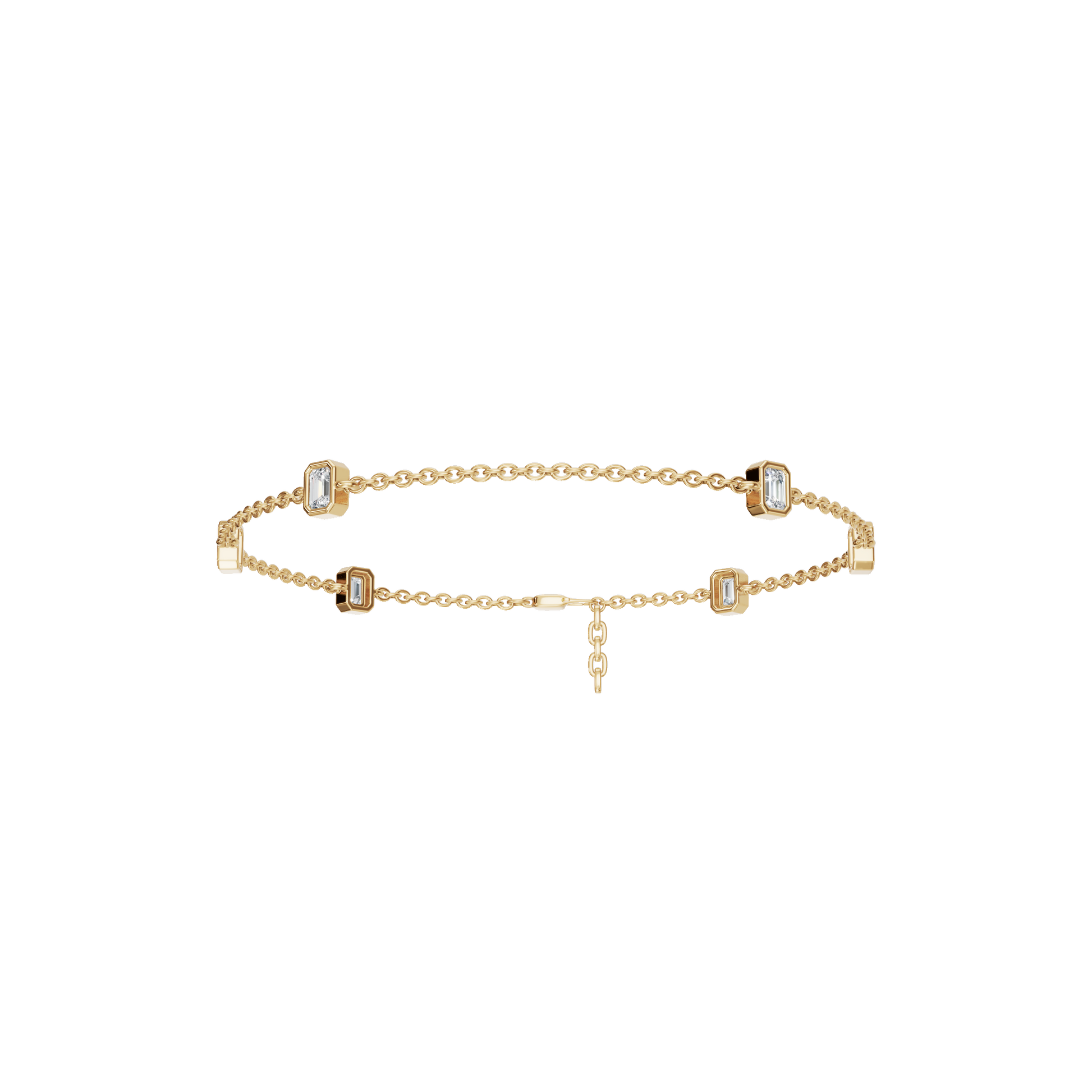 0.88 CT Emerald Cut Diamond Bracelet in Solid Gold for Women