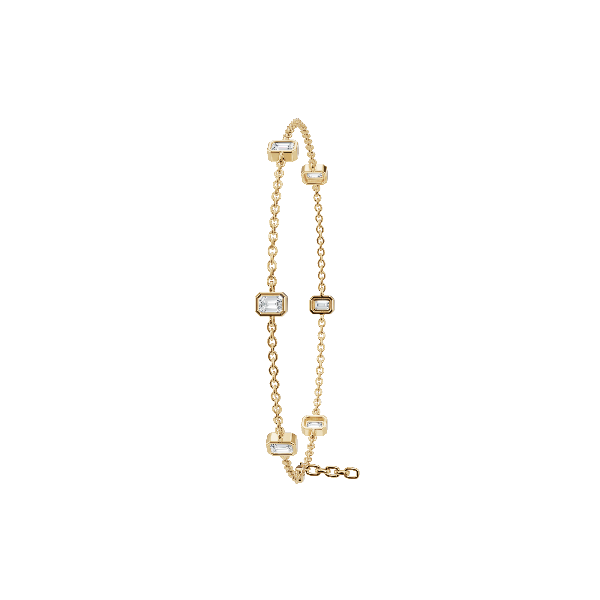 0.88 CT Emerald Cut Diamond Bracelet in Solid Gold for Women