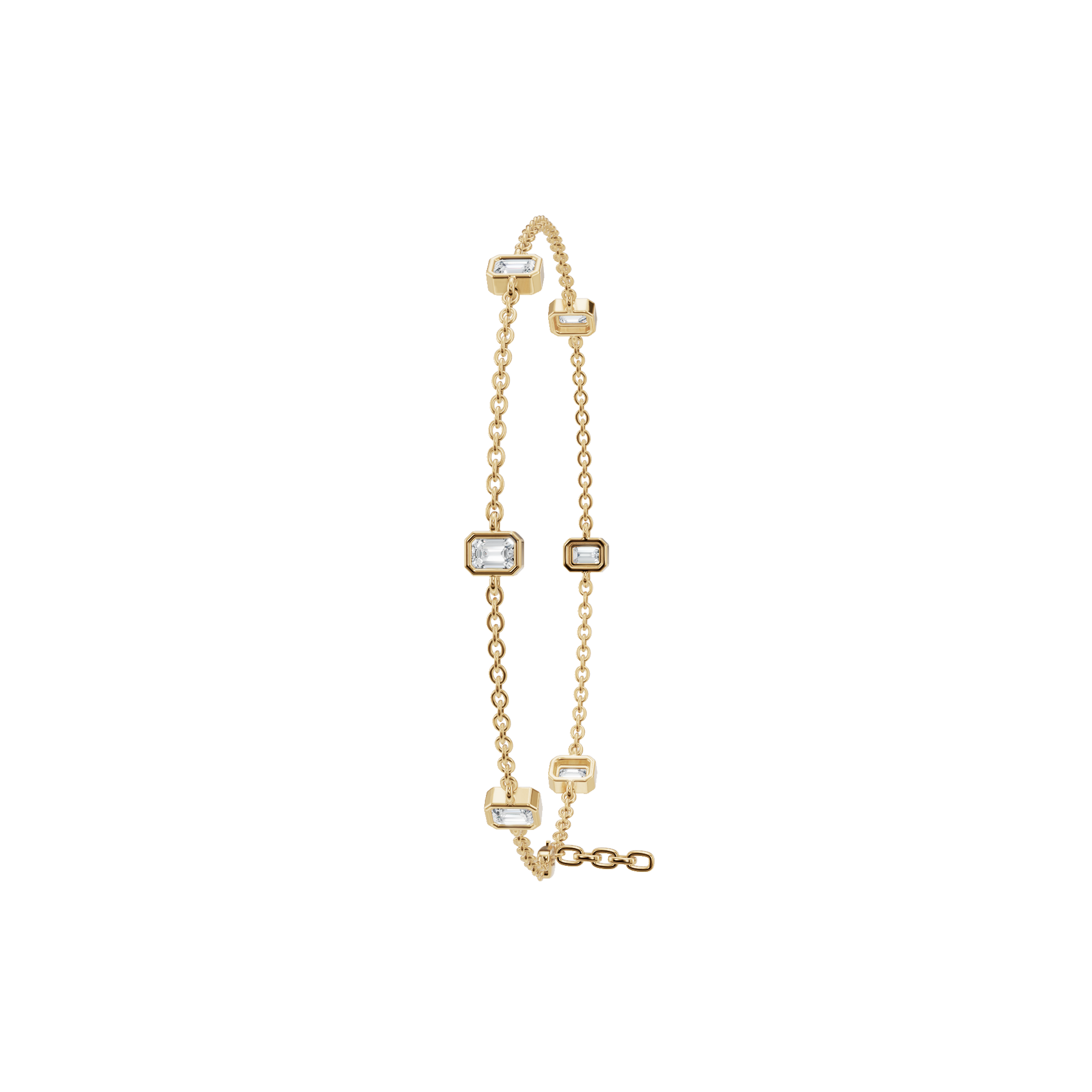 0.88 CT Emerald Cut Diamond Bracelet in Solid Gold for Women