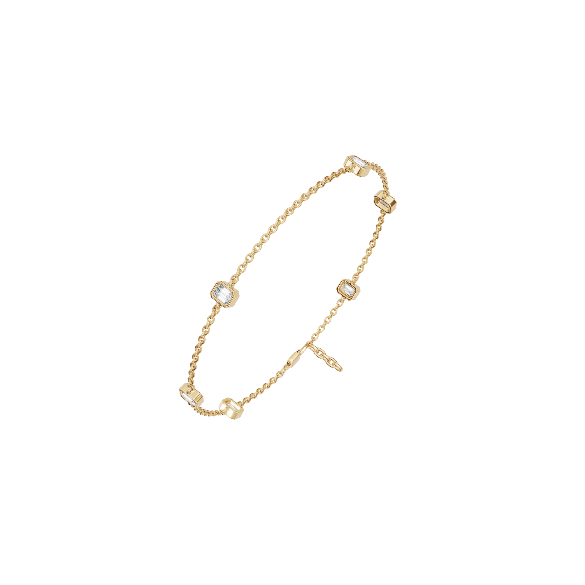 0.88 CT Emerald Cut Diamond Bracelet in Solid Gold for Women