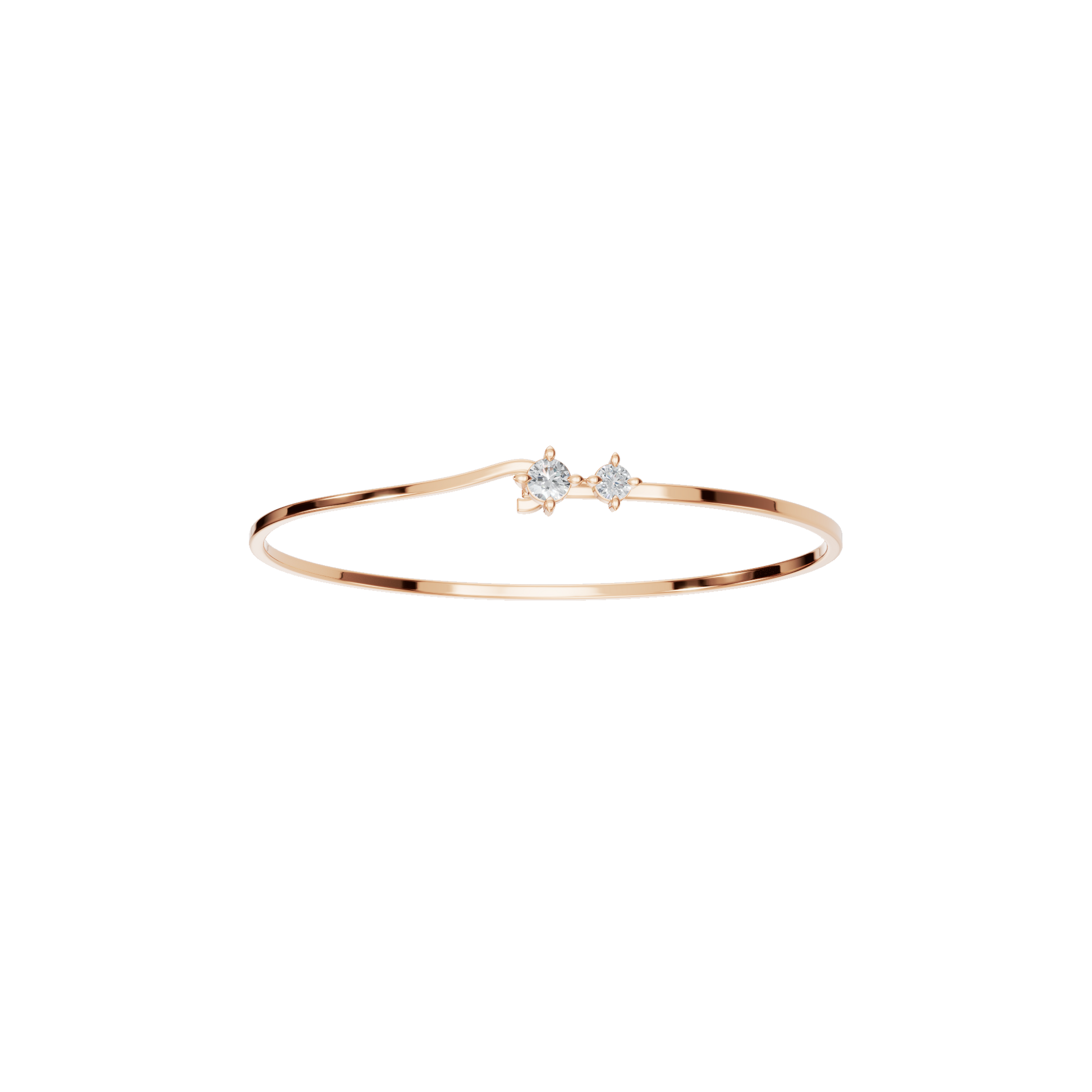 Minimal Double Lab Grown Diamond Open Bangle Bracelet