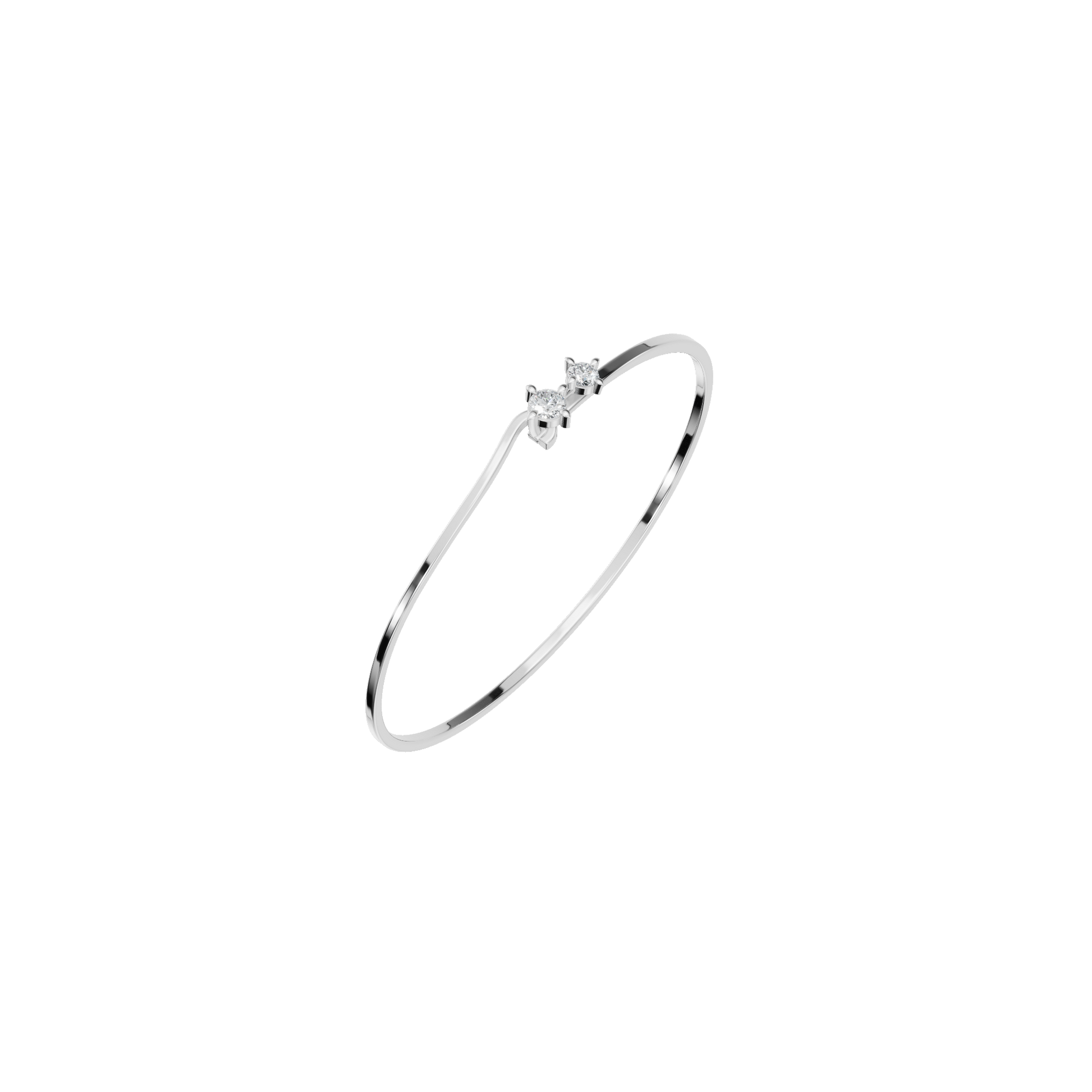 Minimal Double Lab Grown Diamond Open Bangle Bracelet