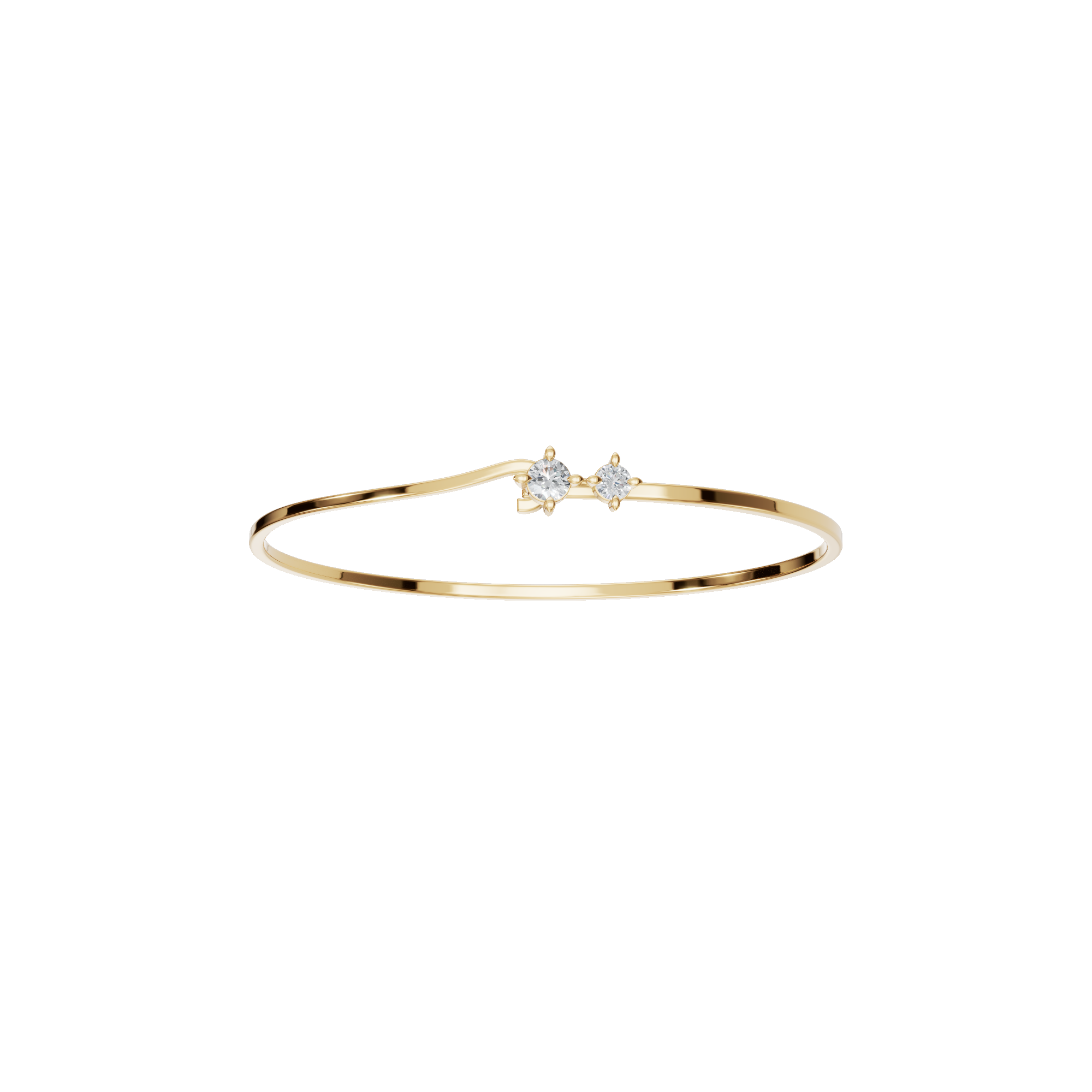 Minimal Double Lab Grown Diamond Open Bangle Bracelet
