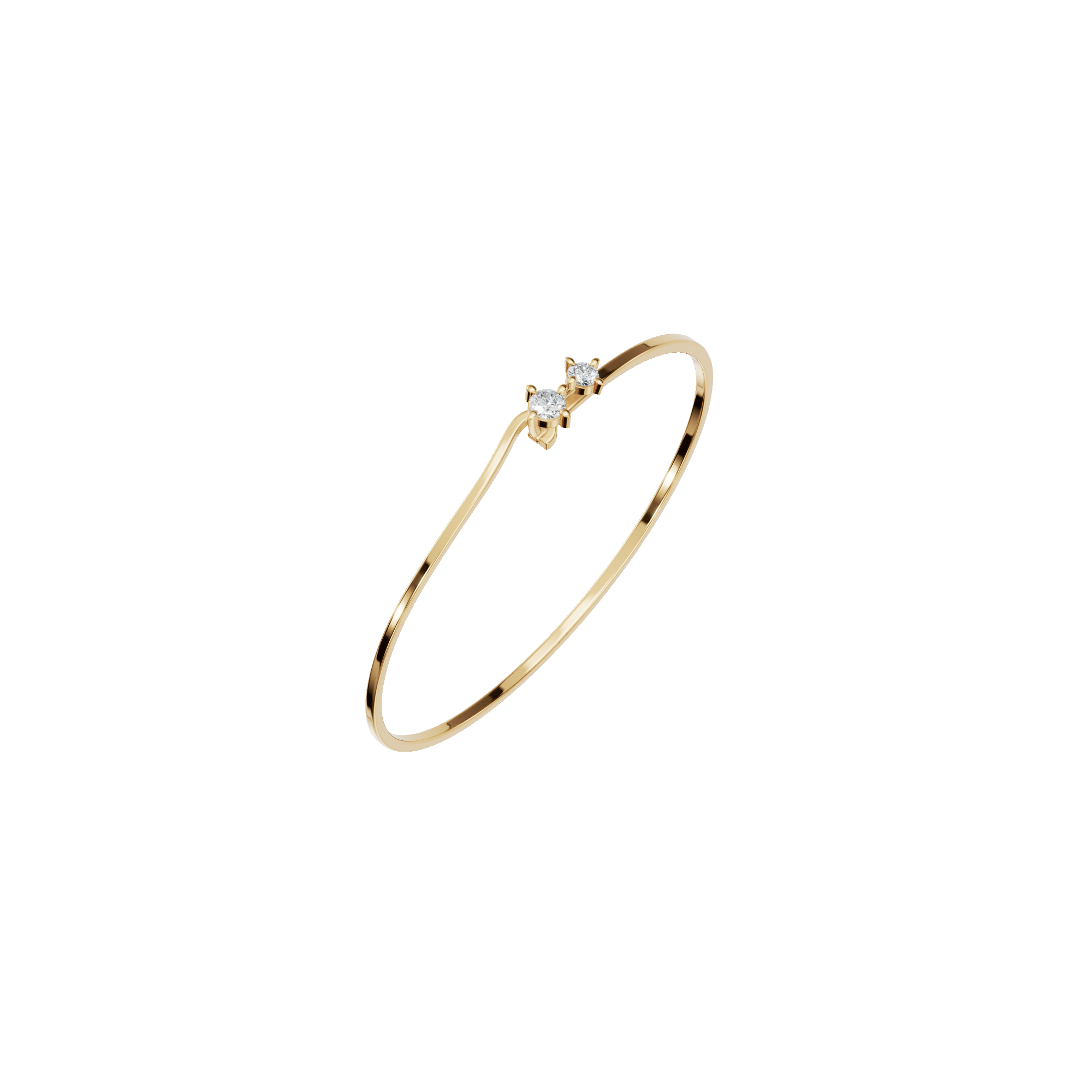Minimal Double Lab Grown Diamond Open Bangle Bracelet