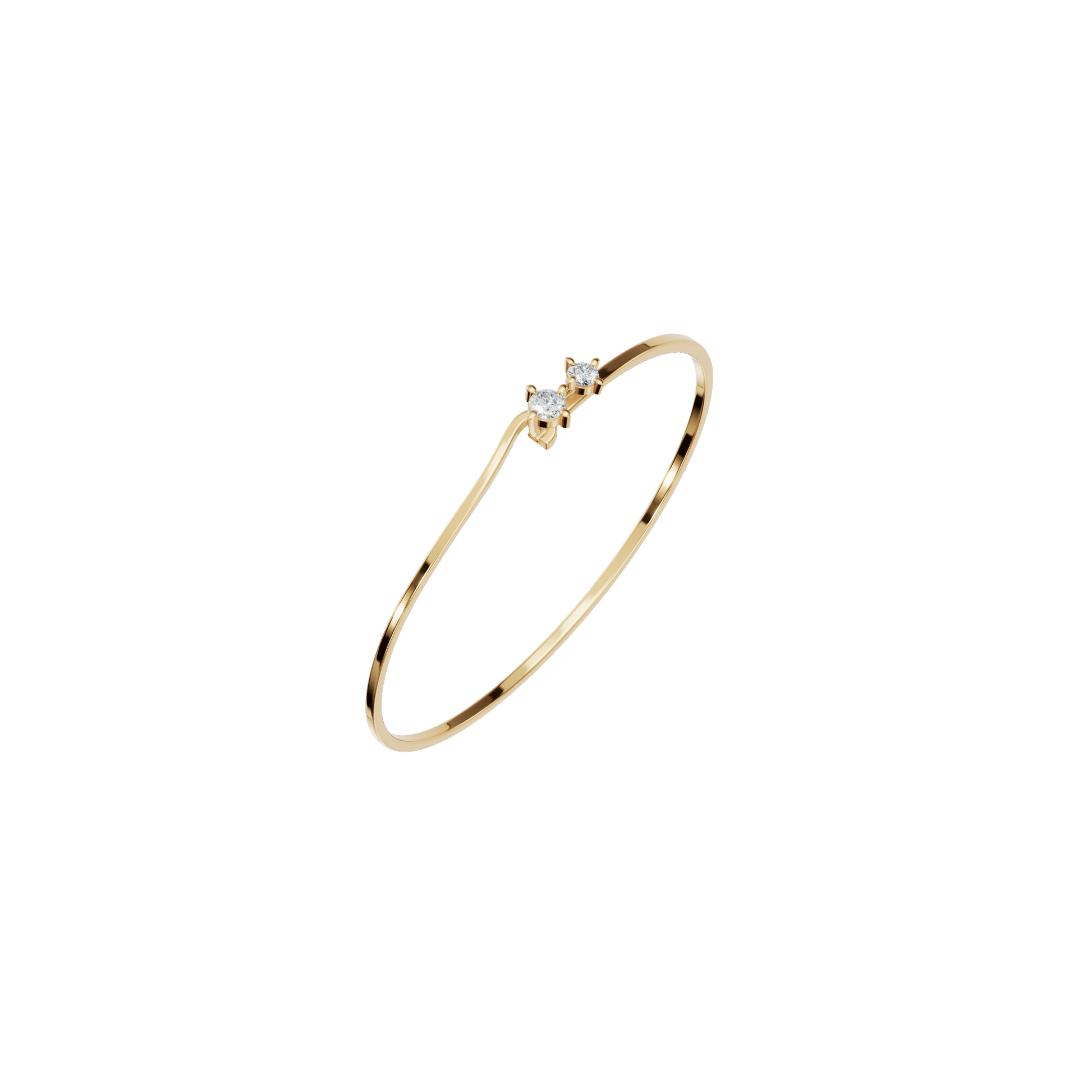Minimal Double Lab Grown Diamond Open Bangle Bracelet