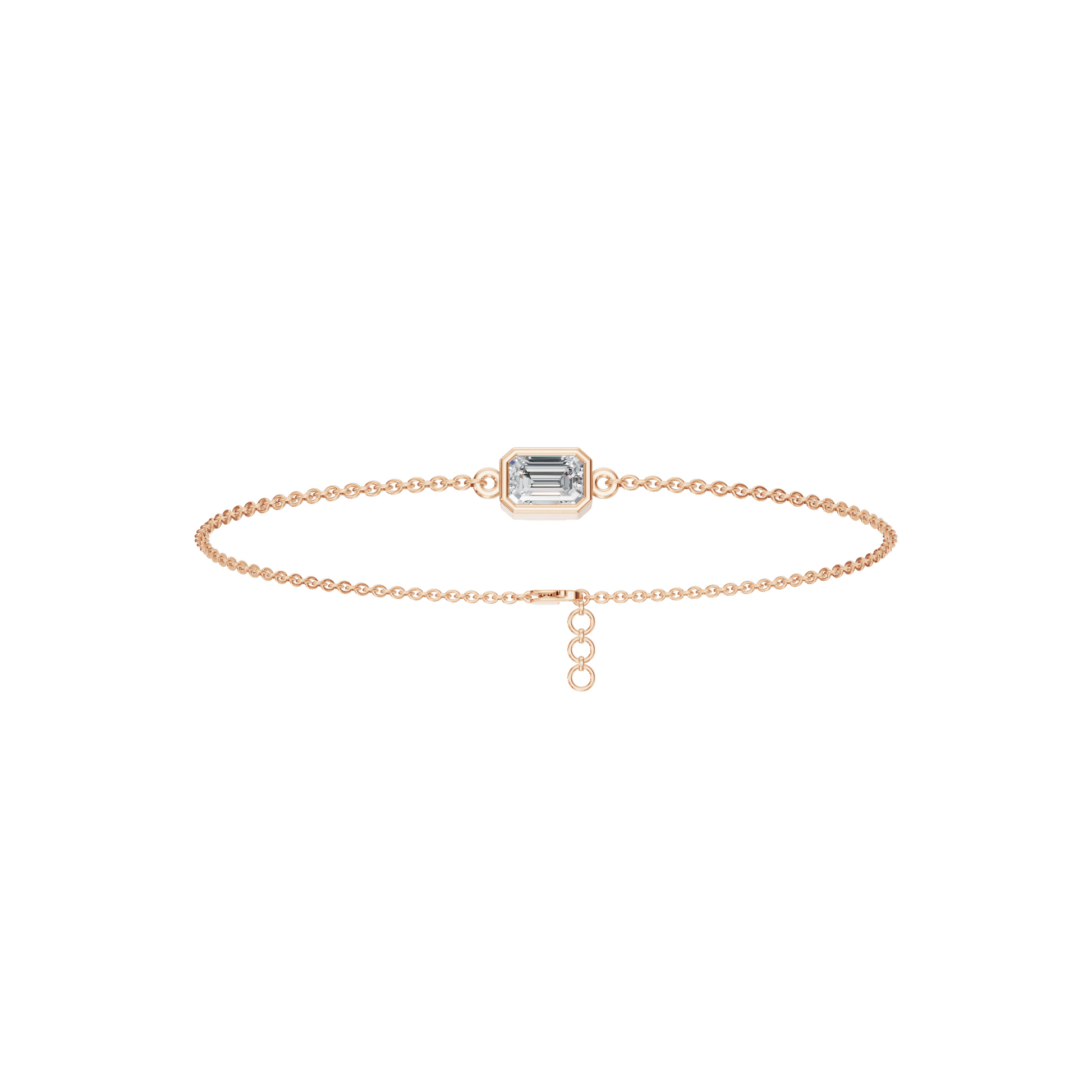 Emerald-Cut Solitaire Lab Grown Diamond Chain Bracelet