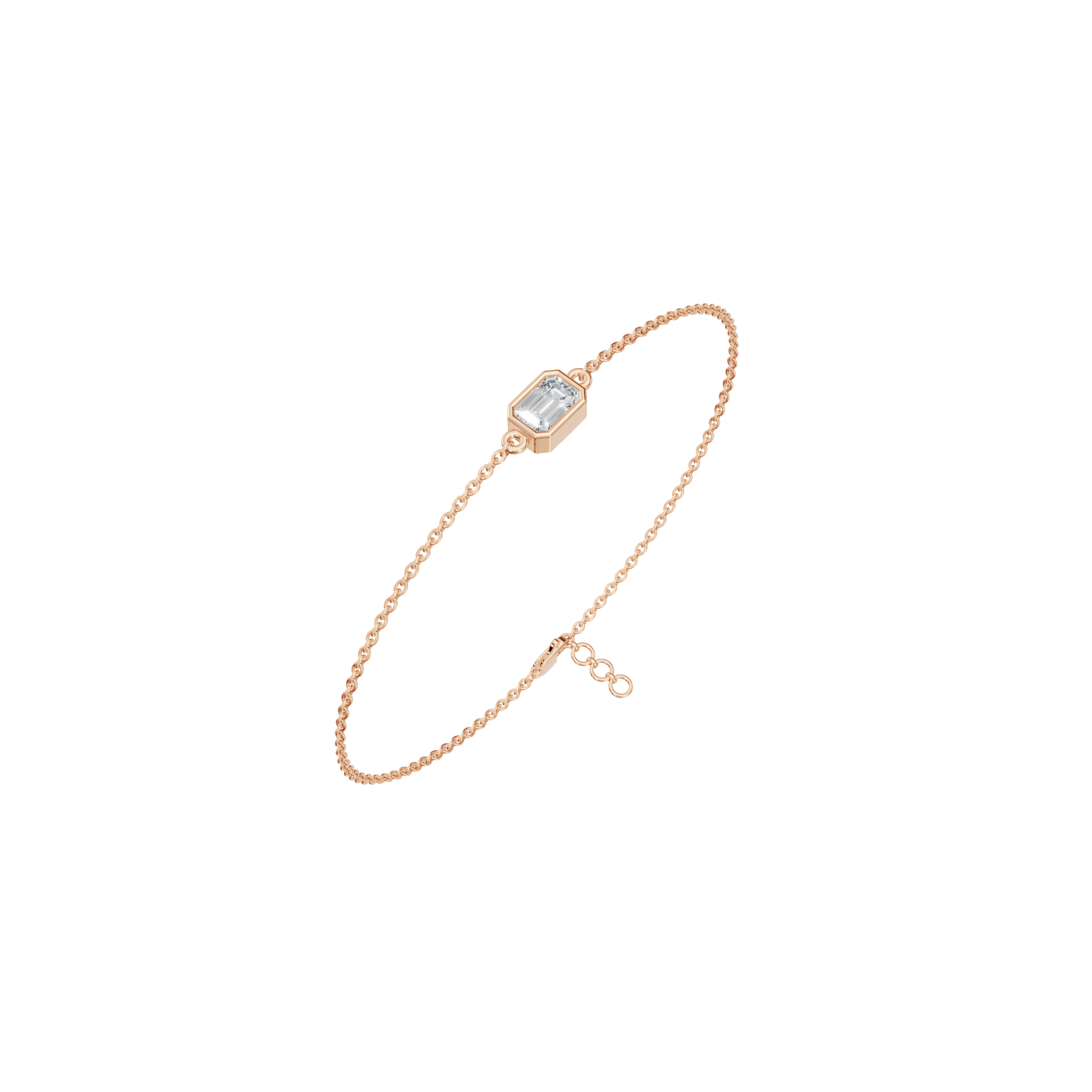 Emerald-Cut Solitaire Lab Grown Diamond Chain Bracelet