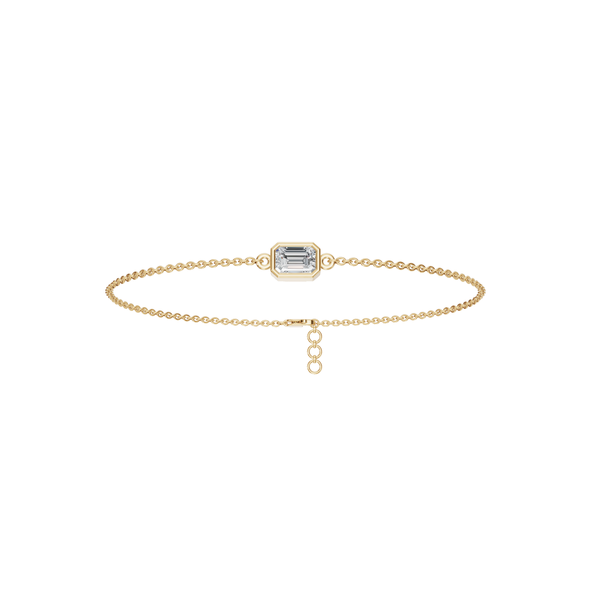 Emerald-Cut Solitaire Lab Grown Diamond Chain Bracelet