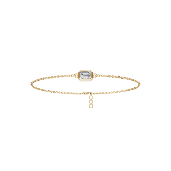 Emerald-Cut Solitaire Lab Grown Diamond Chain Bracelet