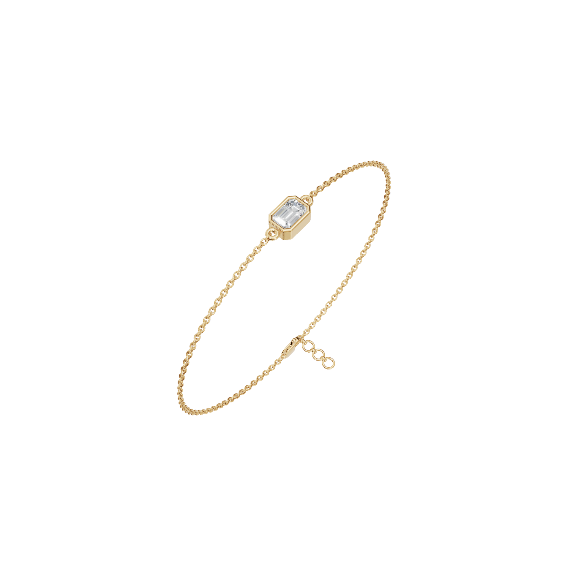 Emerald-Cut Solitaire Lab Grown Diamond Chain Bracelet