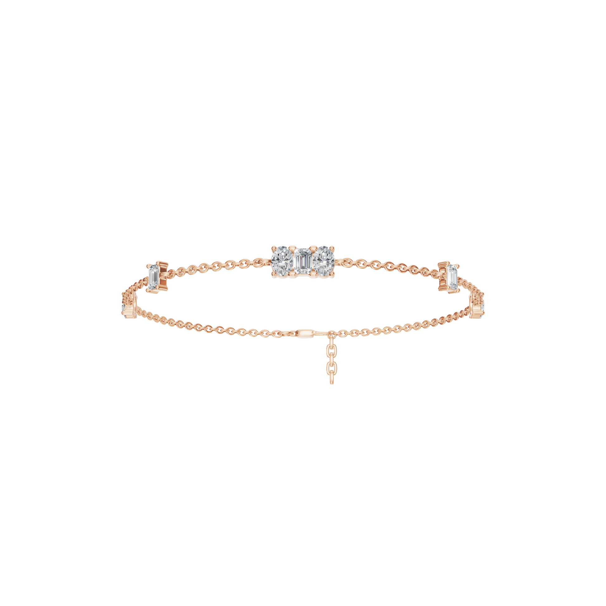 1.09 CTW Emerald & Oval Shape Diamond Bracelet in Solid Gold