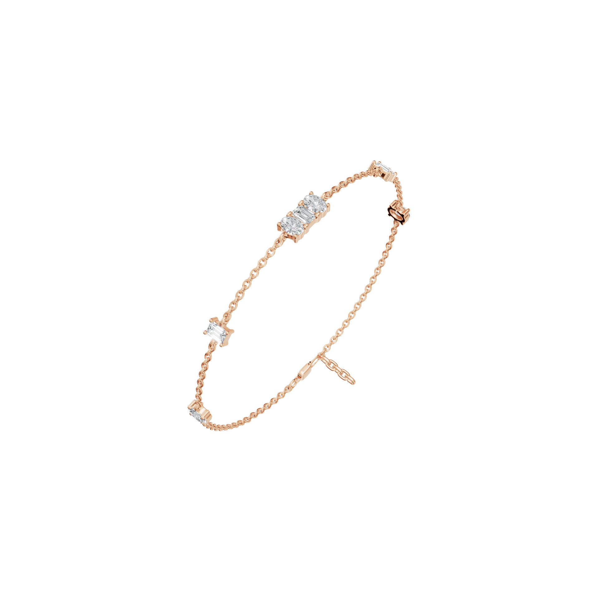 1.09 CTW Emerald & Oval Shape Diamond Bracelet in Solid Gold