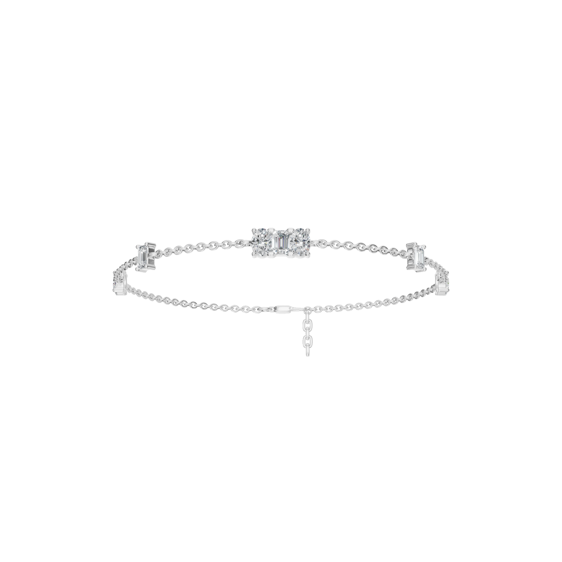 1.09 CTW Emerald & Oval Shape Diamond Bracelet in Solid Gold