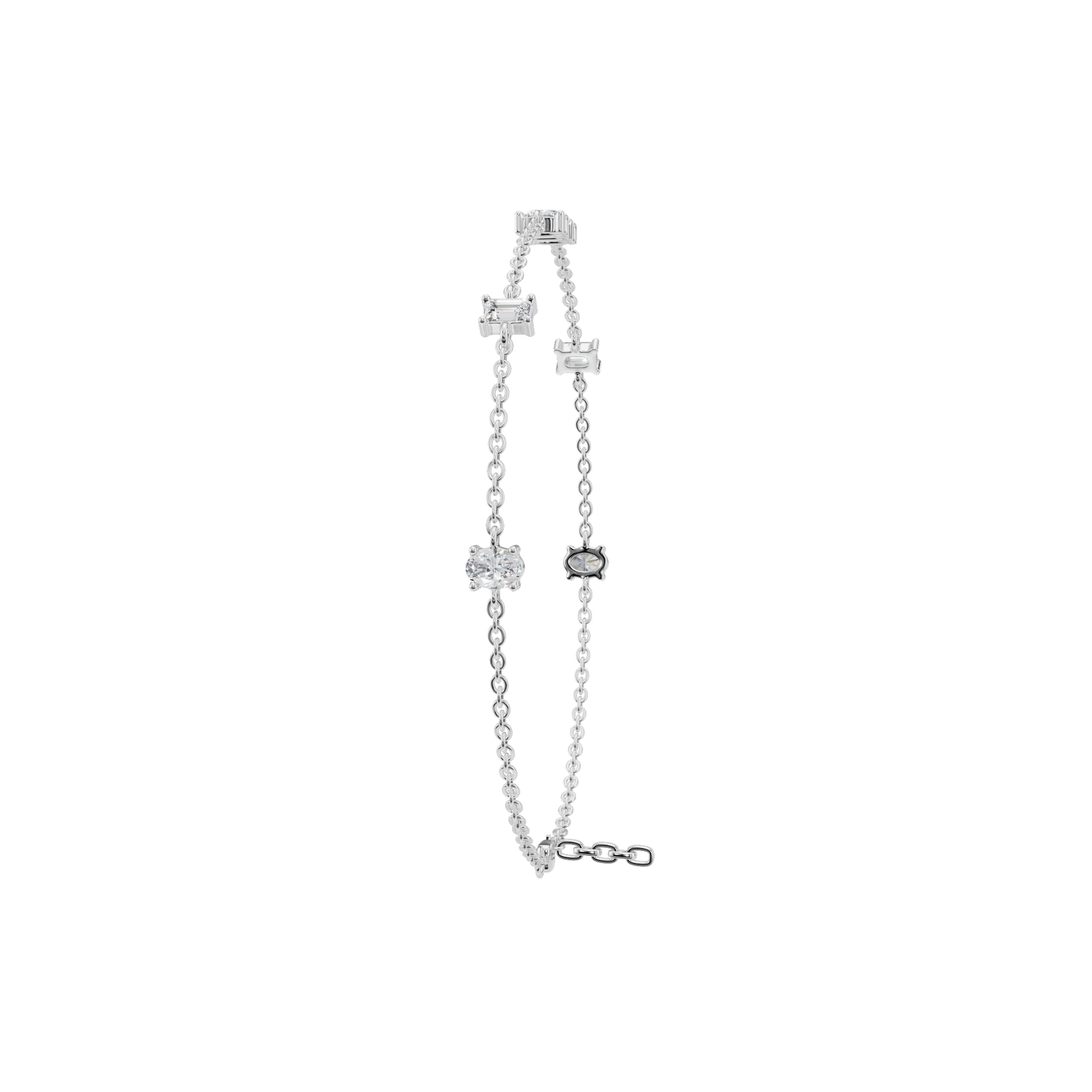 1.09 CTW Emerald & Oval Shape Diamond Bracelet in Solid Gold