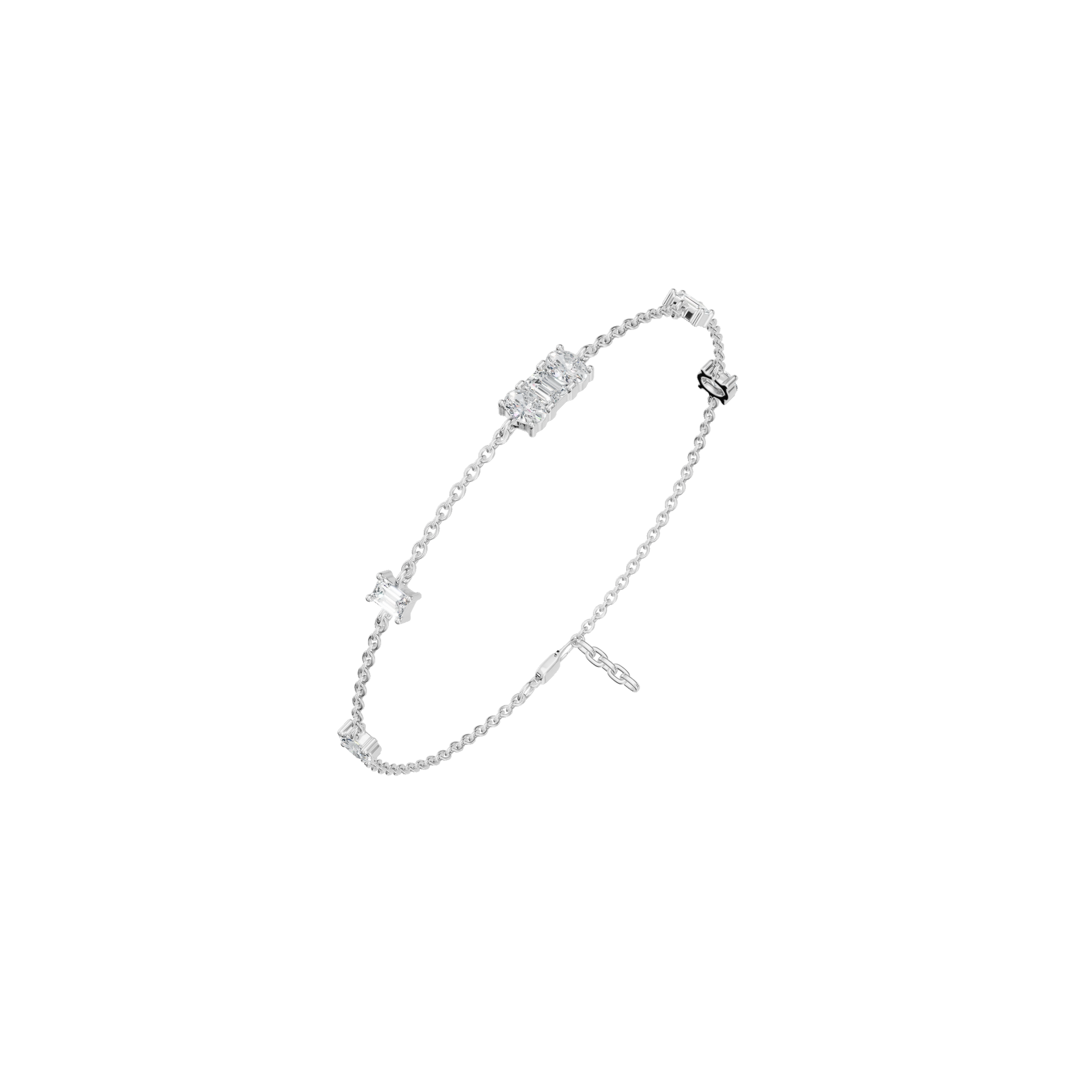 1.09 CTW Emerald & Oval Shape Diamond Bracelet in Solid Gold