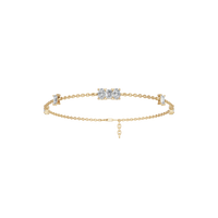 1.09 CTW Emerald & Oval Shape Diamond Bracelet in Solid Gold