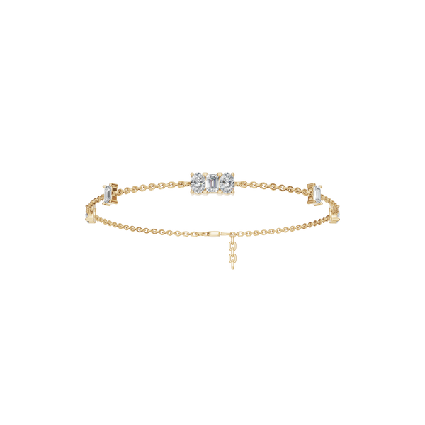 1.09 CTW Emerald & Oval Shape Diamond Bracelet in Solid Gold