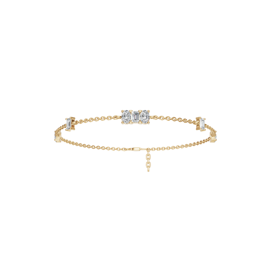 1.09 CTW Emerald & Oval Shape Diamond Bracelet in Solid Gold