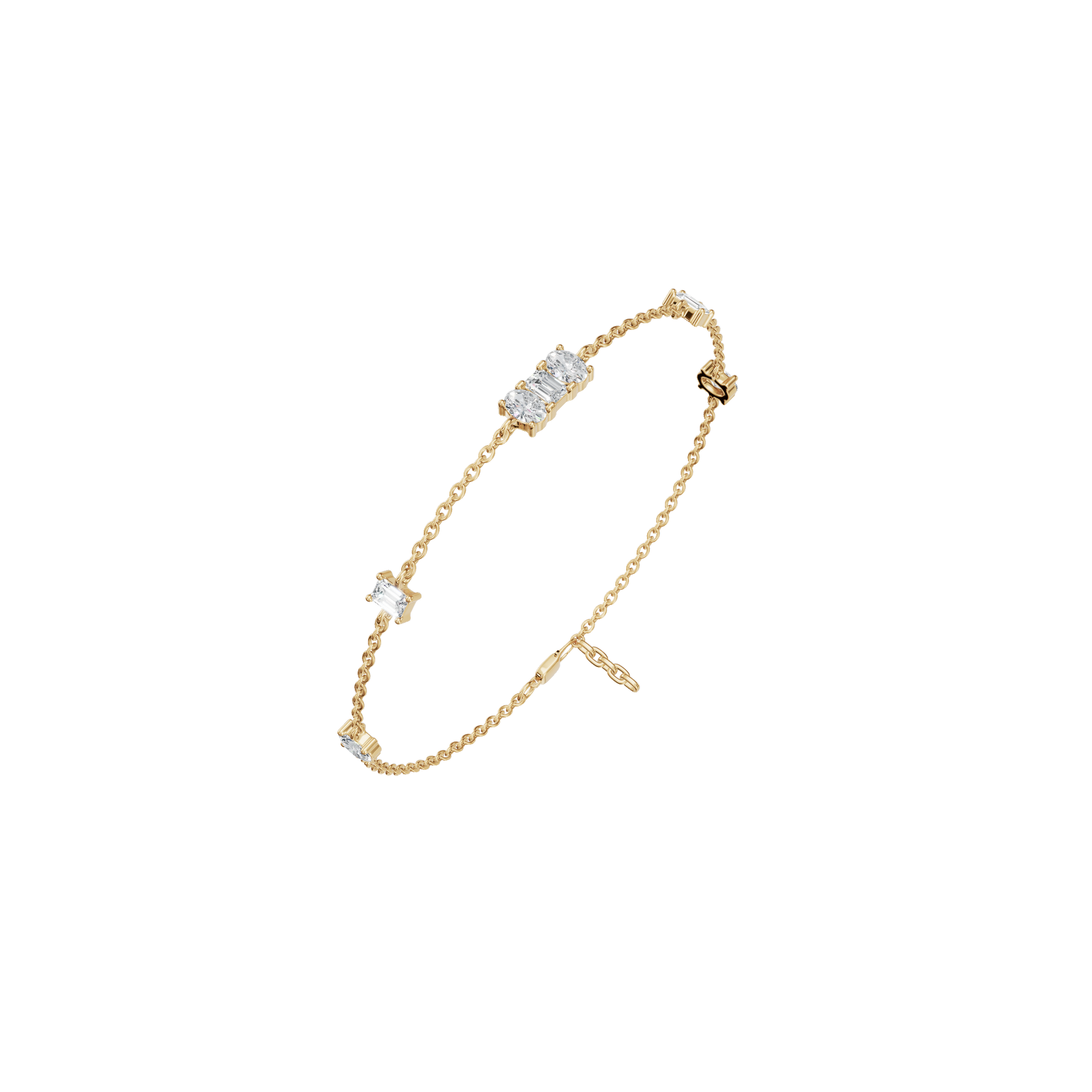 1.09 CTW Emerald & Oval Shape Diamond Bracelet in Solid Gold