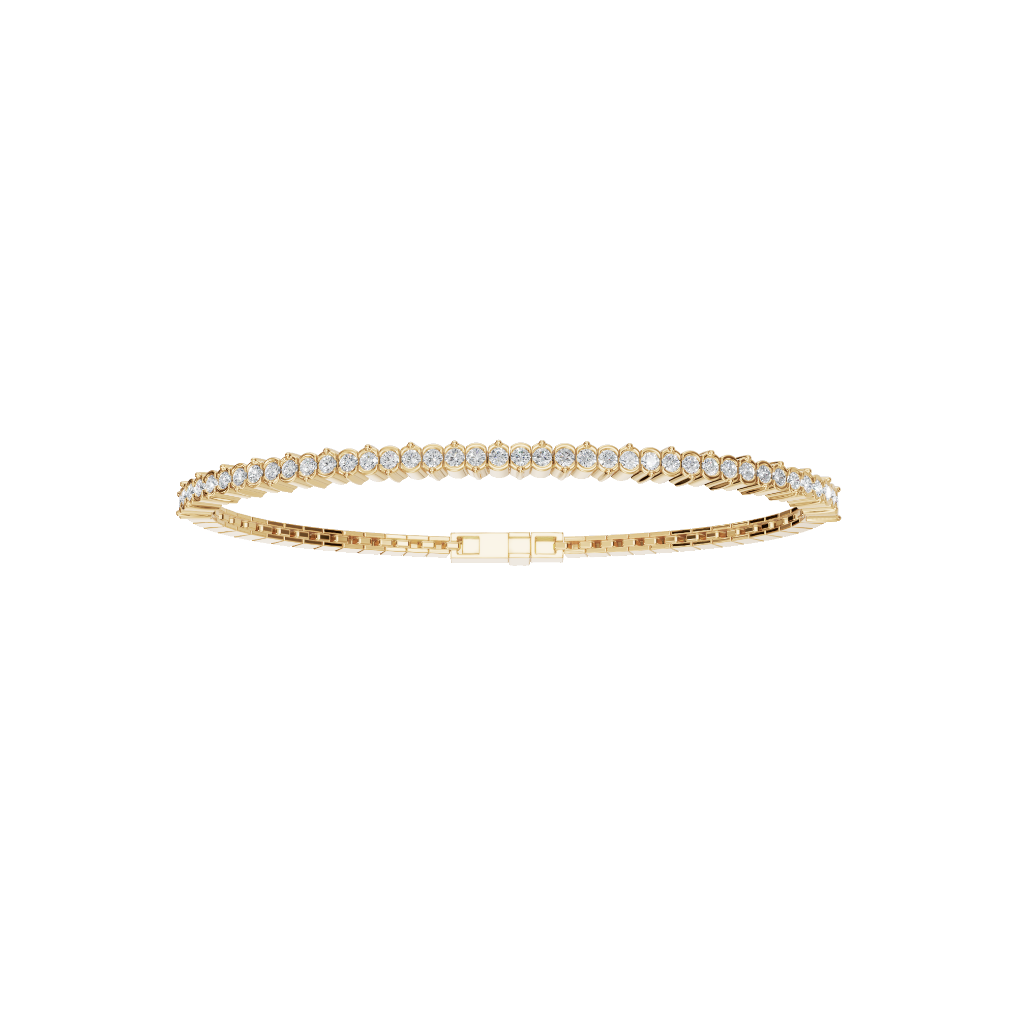 Gold Round Lab Grown Diamond Tennis Bracelet with Secure Clasp
