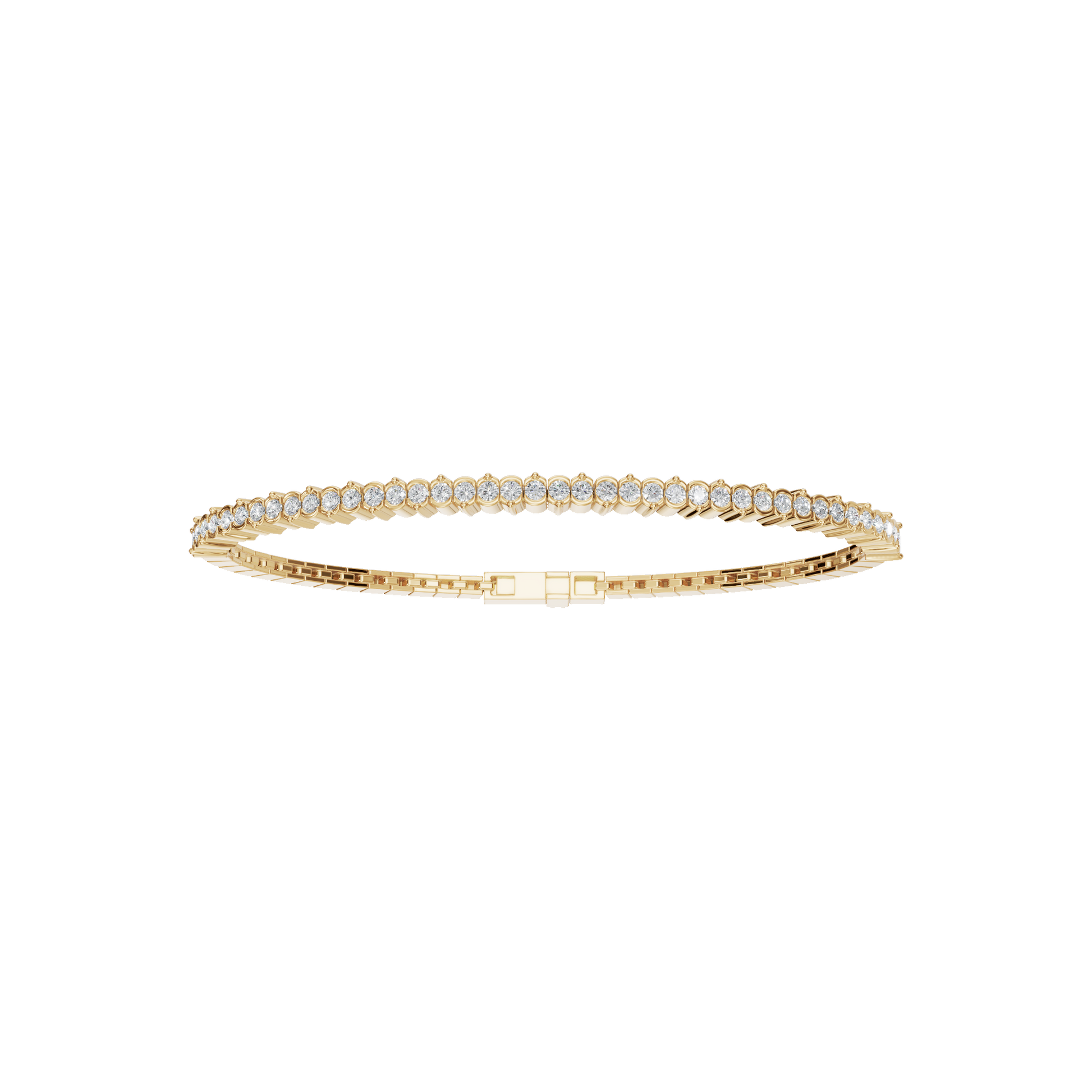 Gold Round Lab Grown Diamond Tennis Bracelet with Secure Clasp