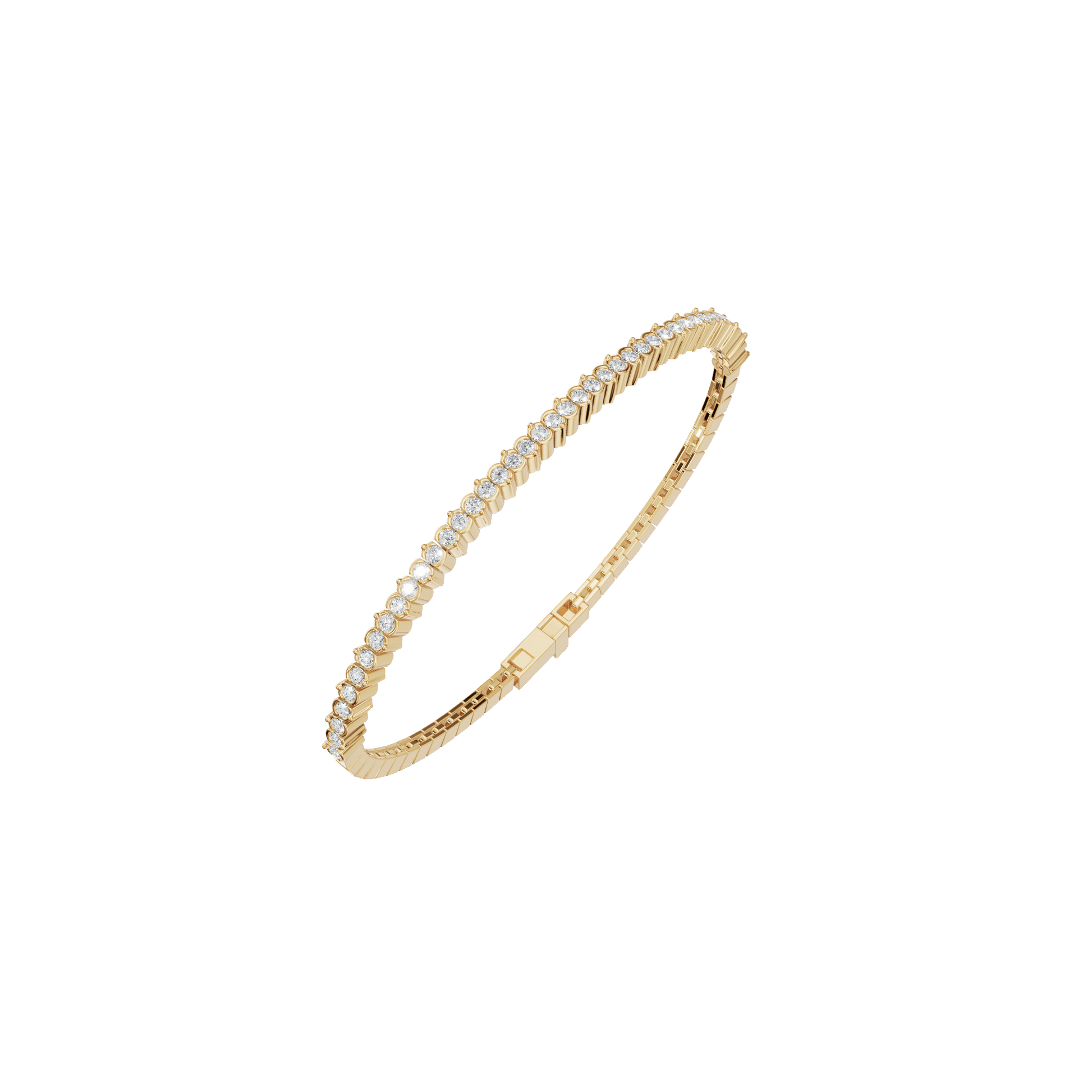Gold Round Lab Grown Diamond Tennis Bracelet with Secure Clasp