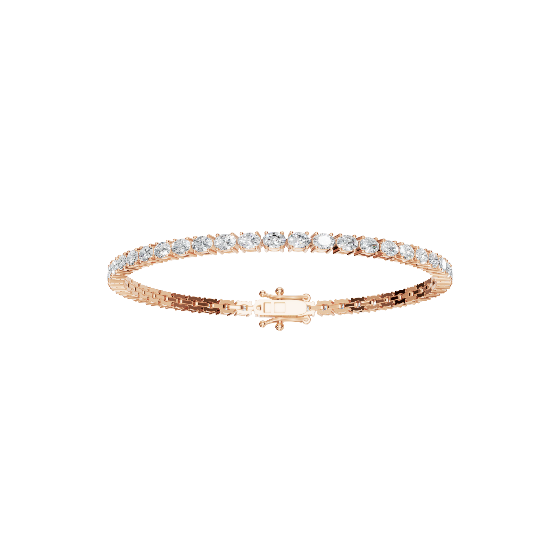 4.32 CTW Oval Diamond Tennis Bracelet for Women in Solid Gold