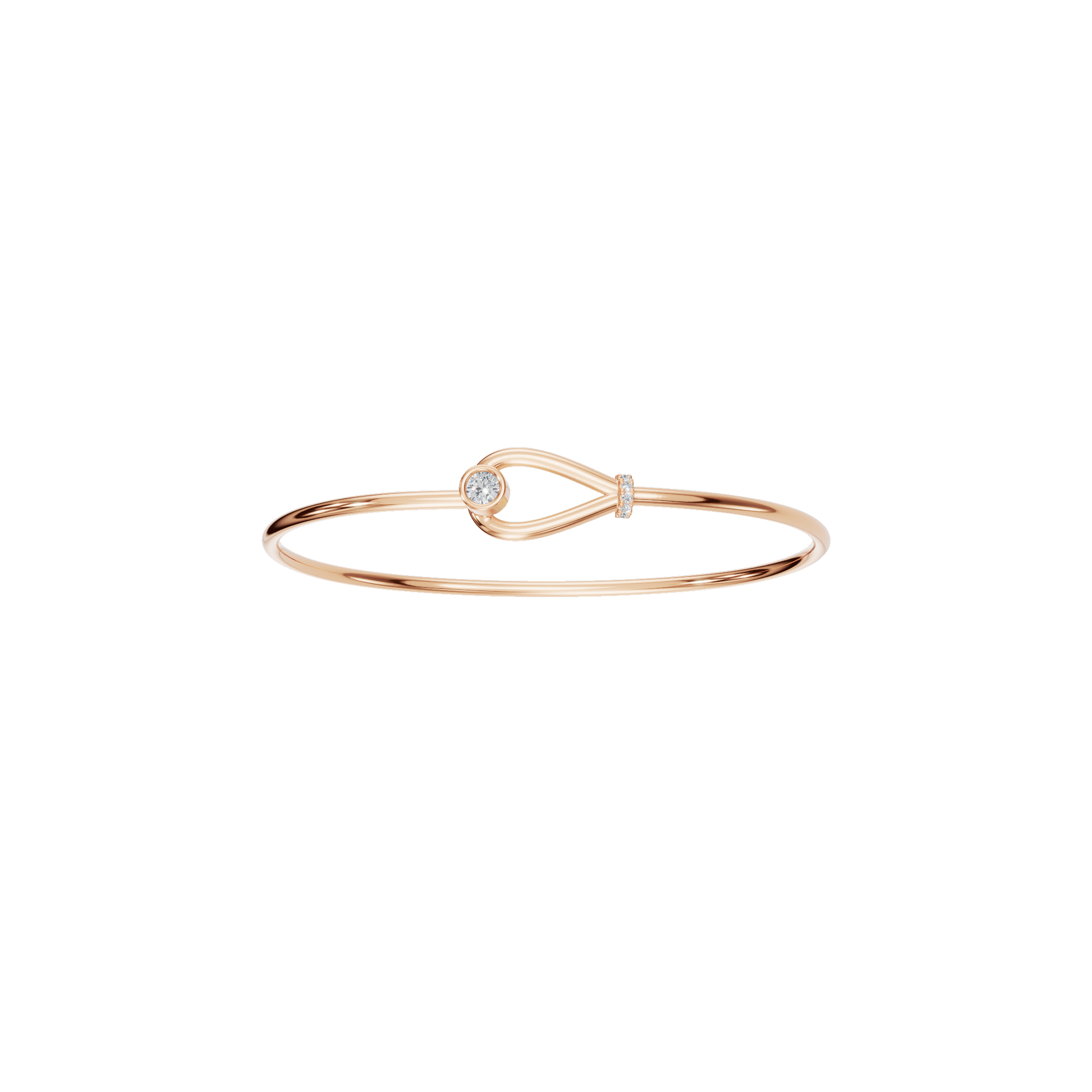 Valentine’s Day Gift – Minimal Lab-Grown Diamond Knot Bangle Bracelet