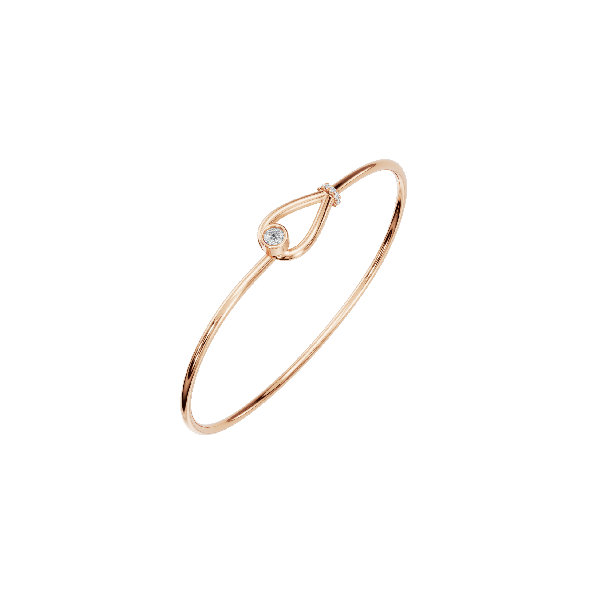Valentine’s Day Gift – Minimal Lab-Grown Diamond Knot Bangle Bracelet