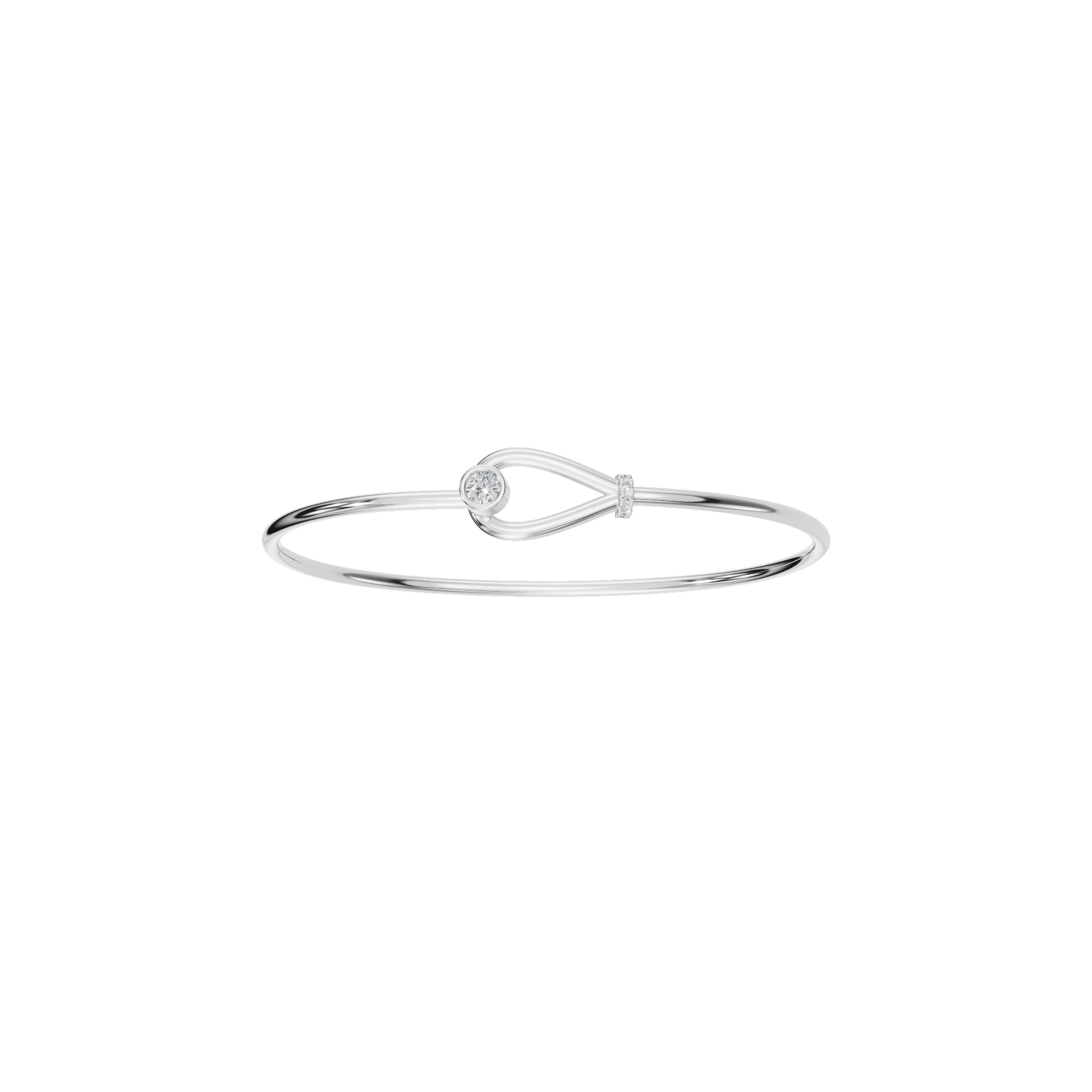 Valentine’s Day Gift – Minimal Lab-Grown Diamond Knot Bangle Bracelet