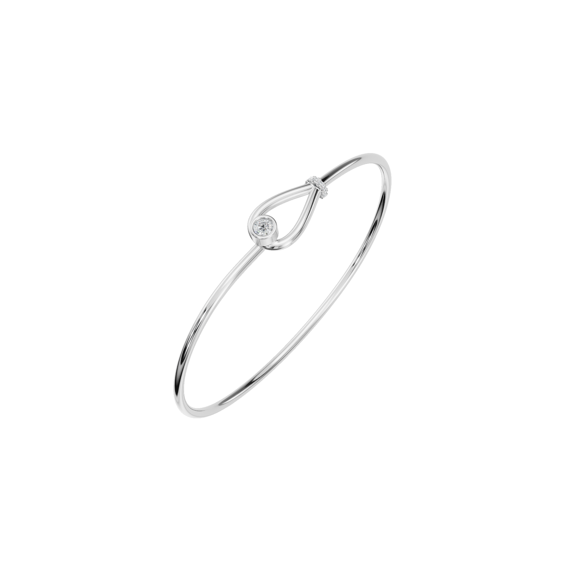 Valentine’s Day Gift – Minimal Lab-Grown Diamond Knot Bangle Bracelet