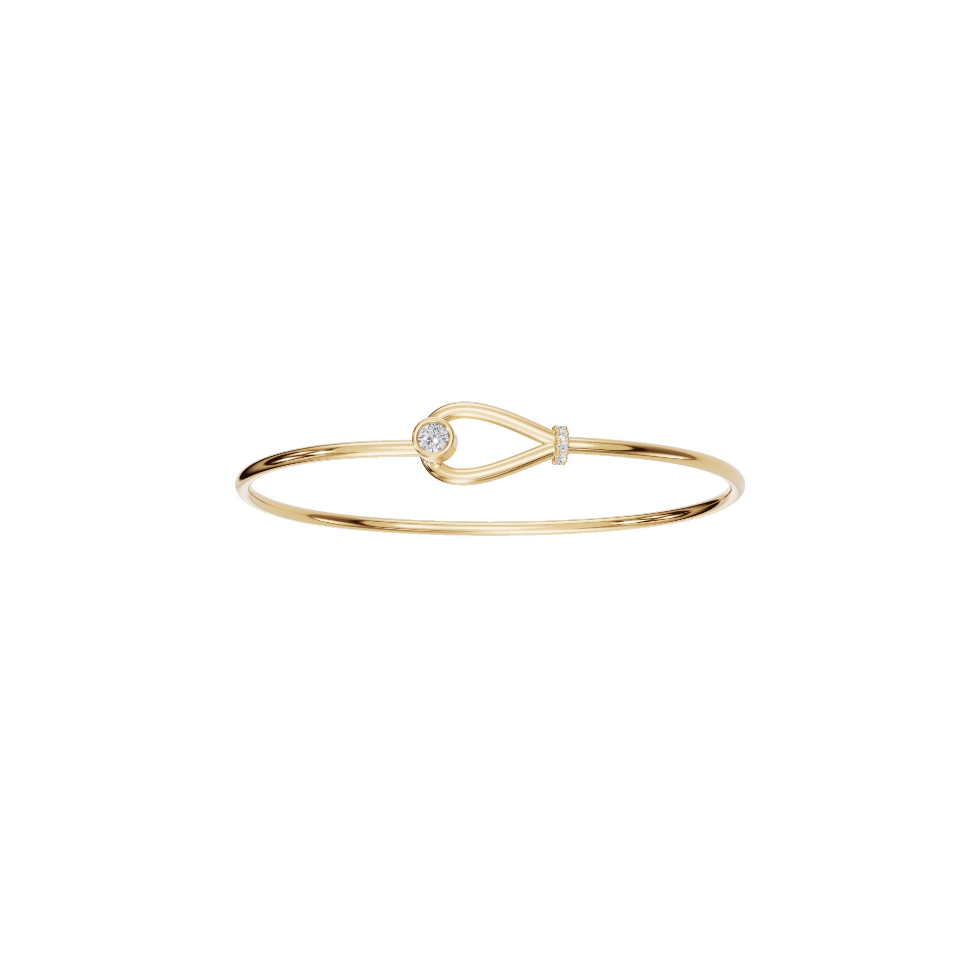 Valentine’s Day Gift – Minimal Lab-Grown Diamond Knot Bangle Bracelet