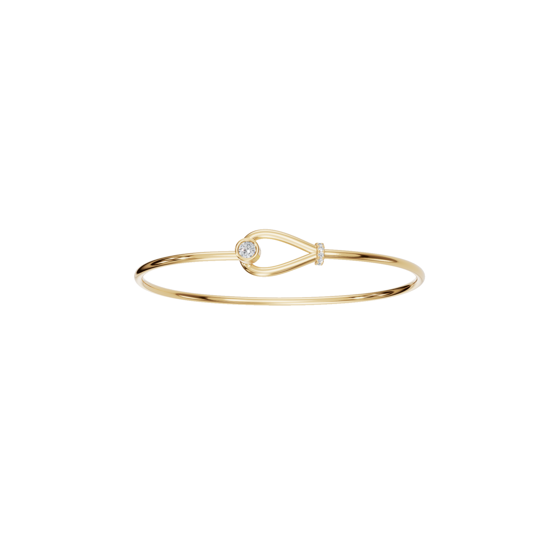 Valentine’s Day Gift – Minimal Lab-Grown Diamond Knot Bangle Bracelet