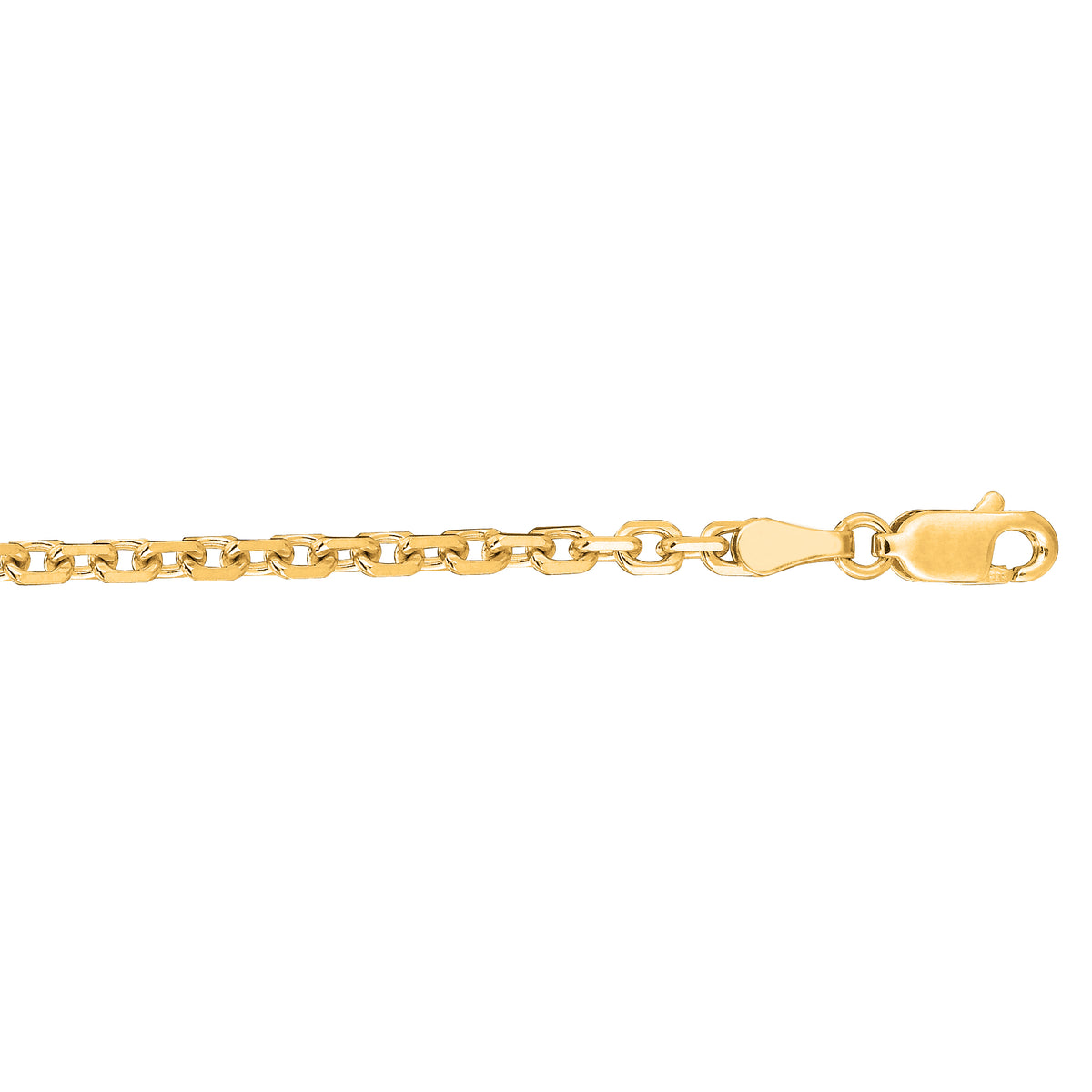14K Yellow Gold 2.6mm Diamond-Cut Classic Cable Chain Necklace