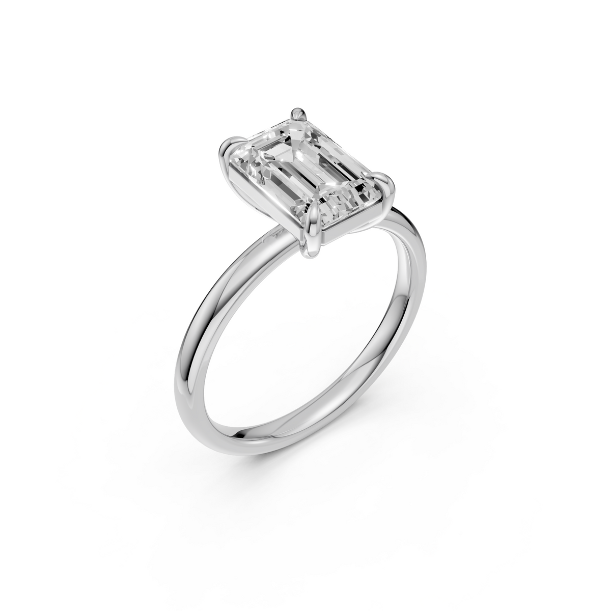 Emerald Cut Four Prong Solitaire Engagement Ring
