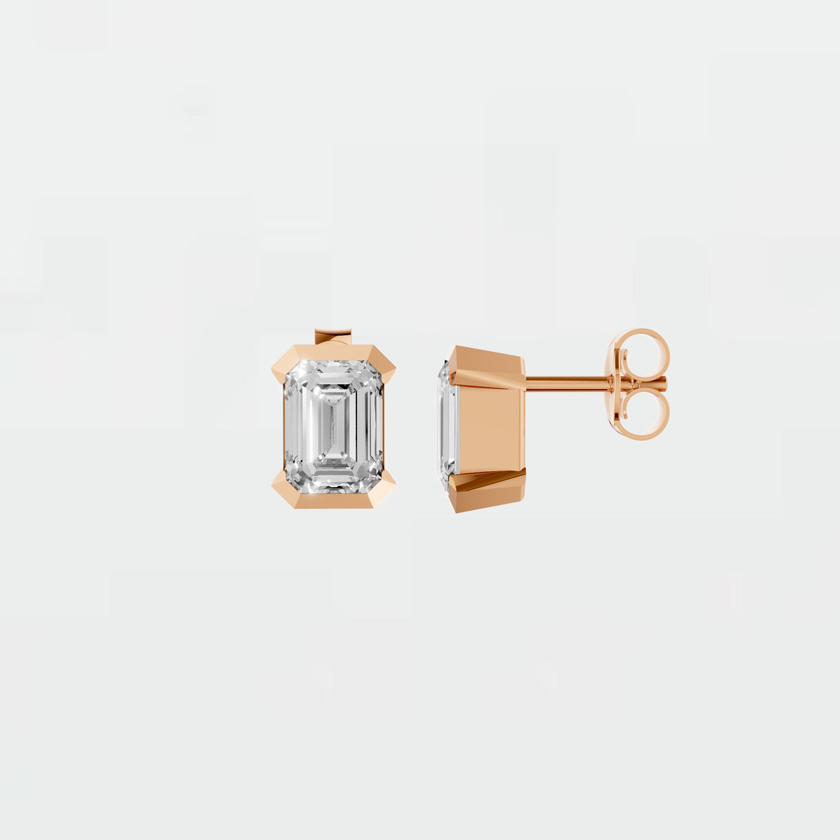Emerald Cut Diamond Stud Earrings in 14K Yellow Gold