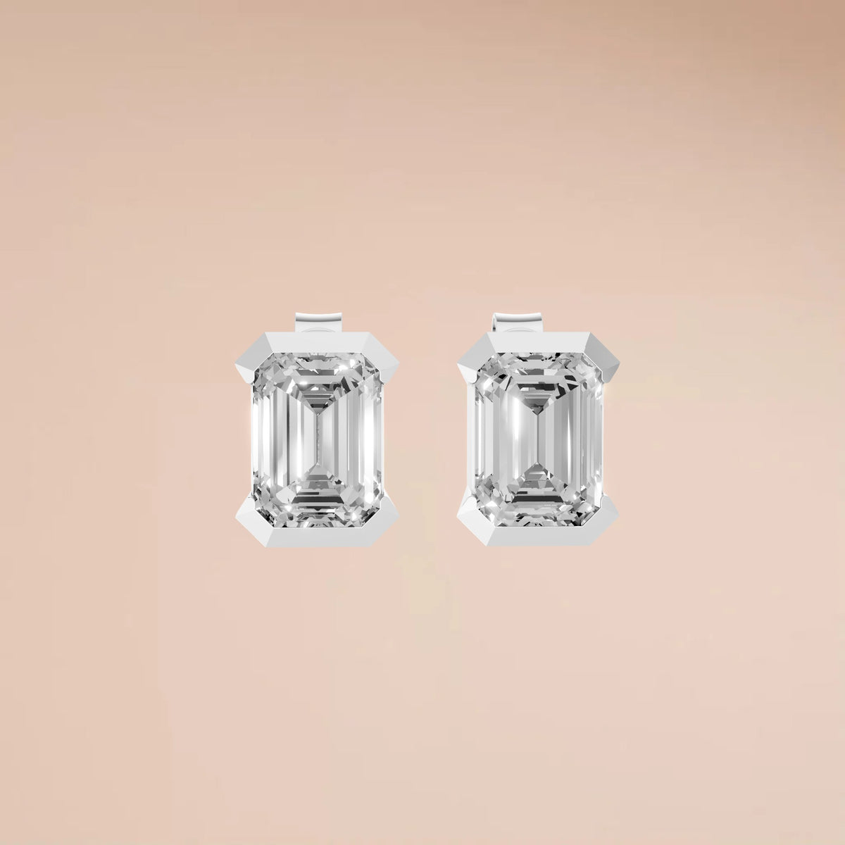 Emerald Cut Diamond Stud Earrings in 14K Yellow Gold