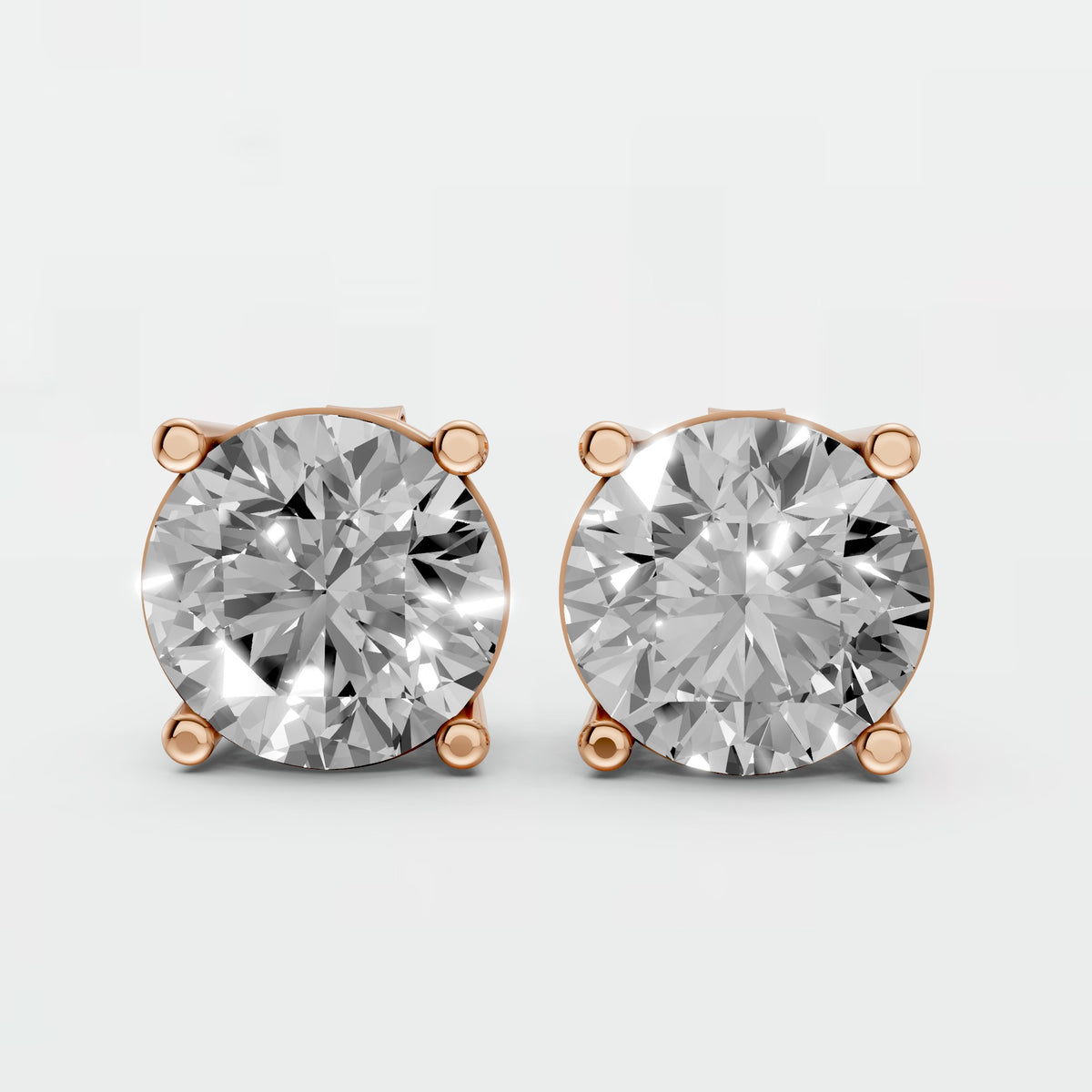 Aria Round Diamond Four Prong Stud Earrings